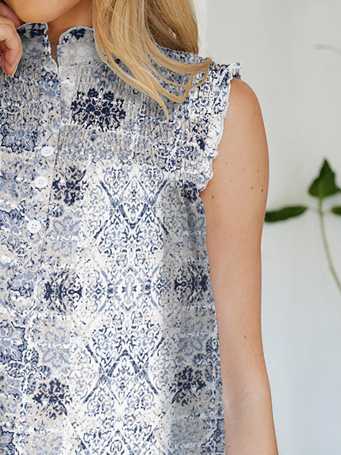 FAM-FAM Frill Printed Mock Neck Top - Image 21