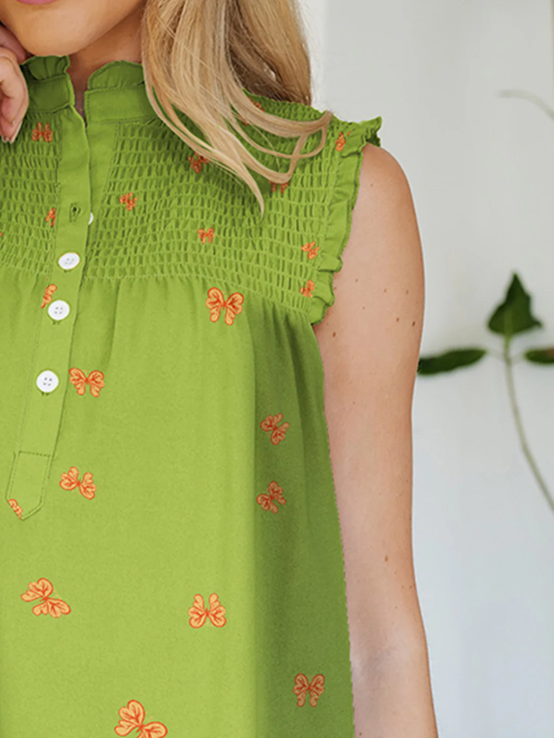 FAM-FAM Frill Printed Mock Neck Top - Image 27