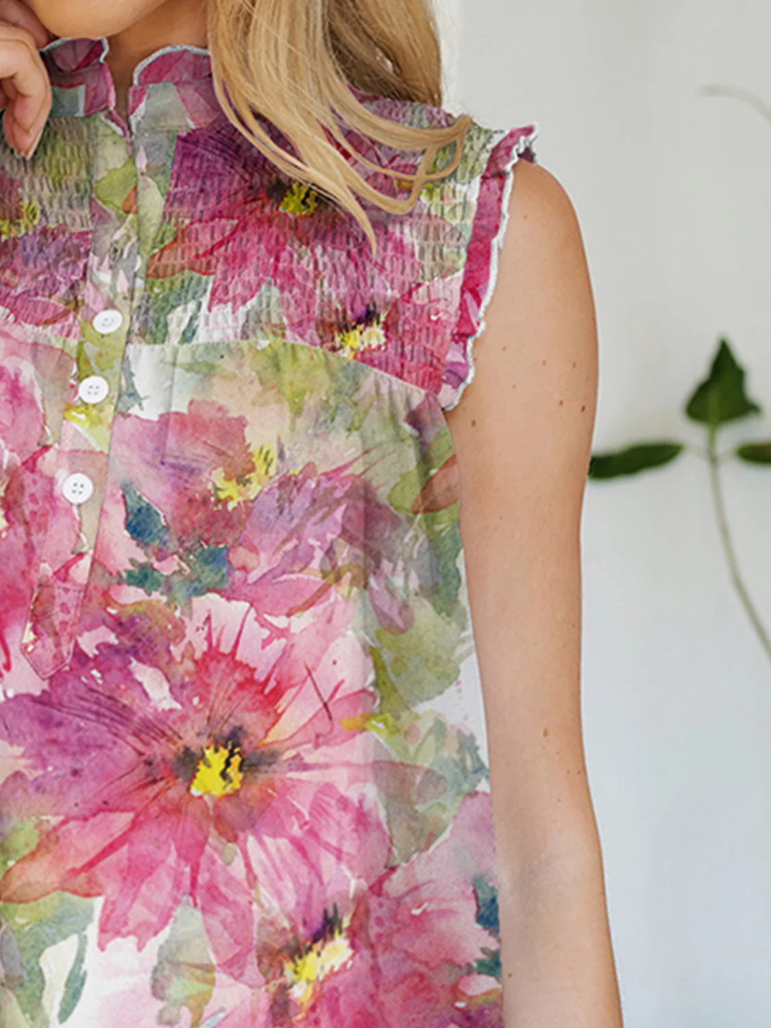 FAM-FAM Frill Printed Mock Neck Top - Image 6