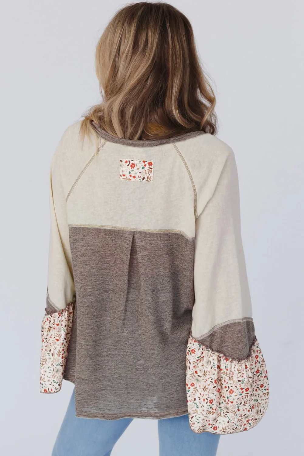 Floral Half Button Long Sleeve T-Shirt - Image 4