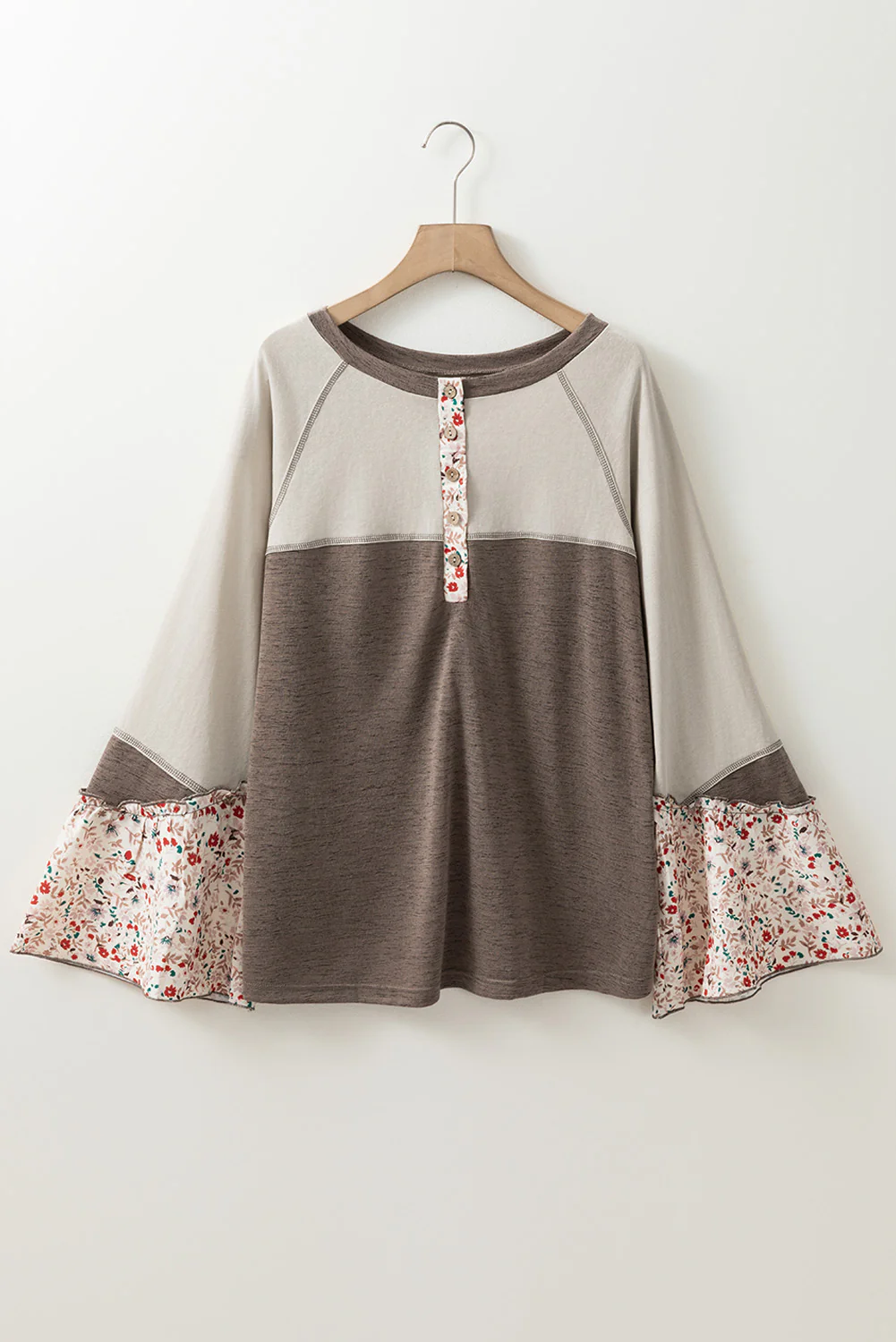 Floral Half Button Long Sleeve T-Shirt - Image 5