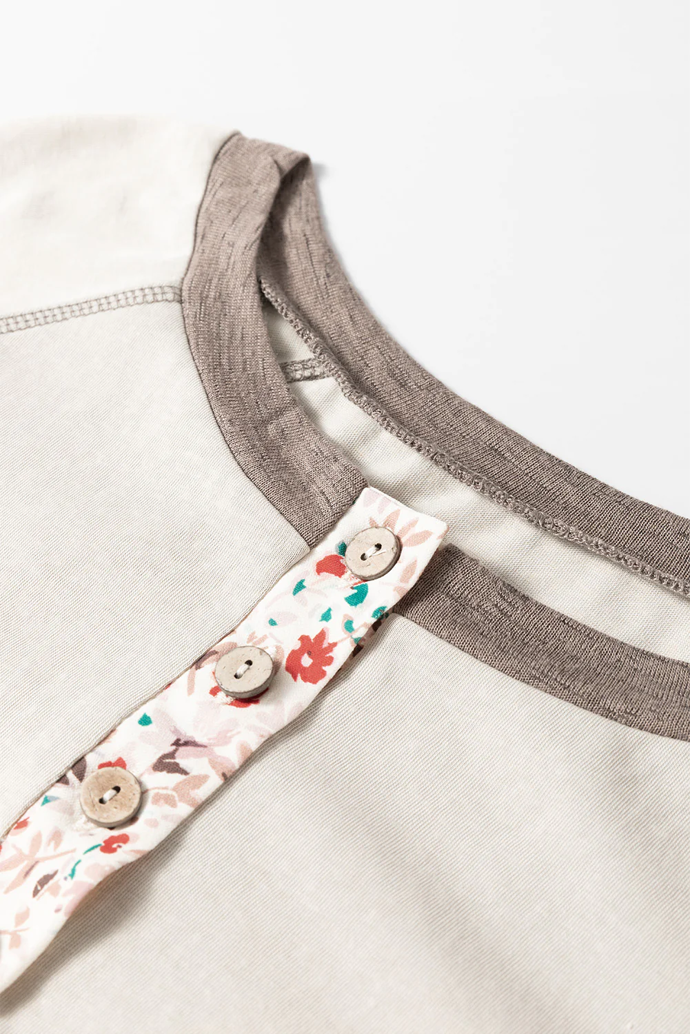 Floral Half Button Long Sleeve T-Shirt - Image 7