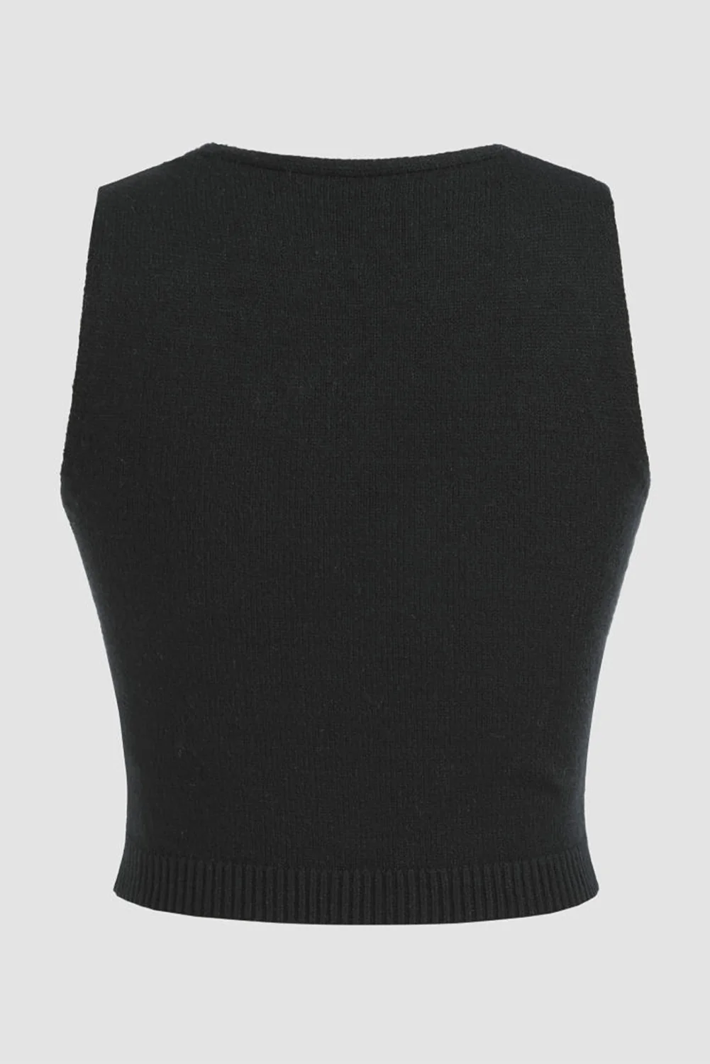 Flower Scoop Neck Knit Vest - Image 3