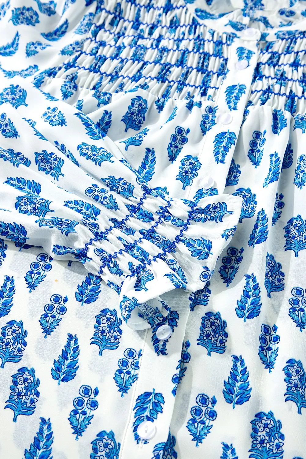 Frill Printed Button Up Long Sleeve Shirt - Image 6