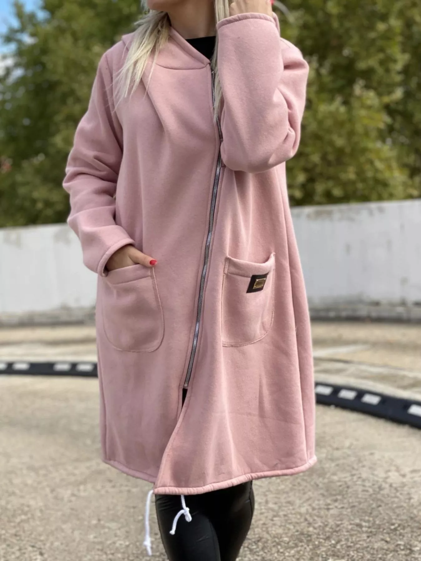 Full Size Asymmetrical Zip-Up Hooded Fleece Outerwear Plus Size - Image 11