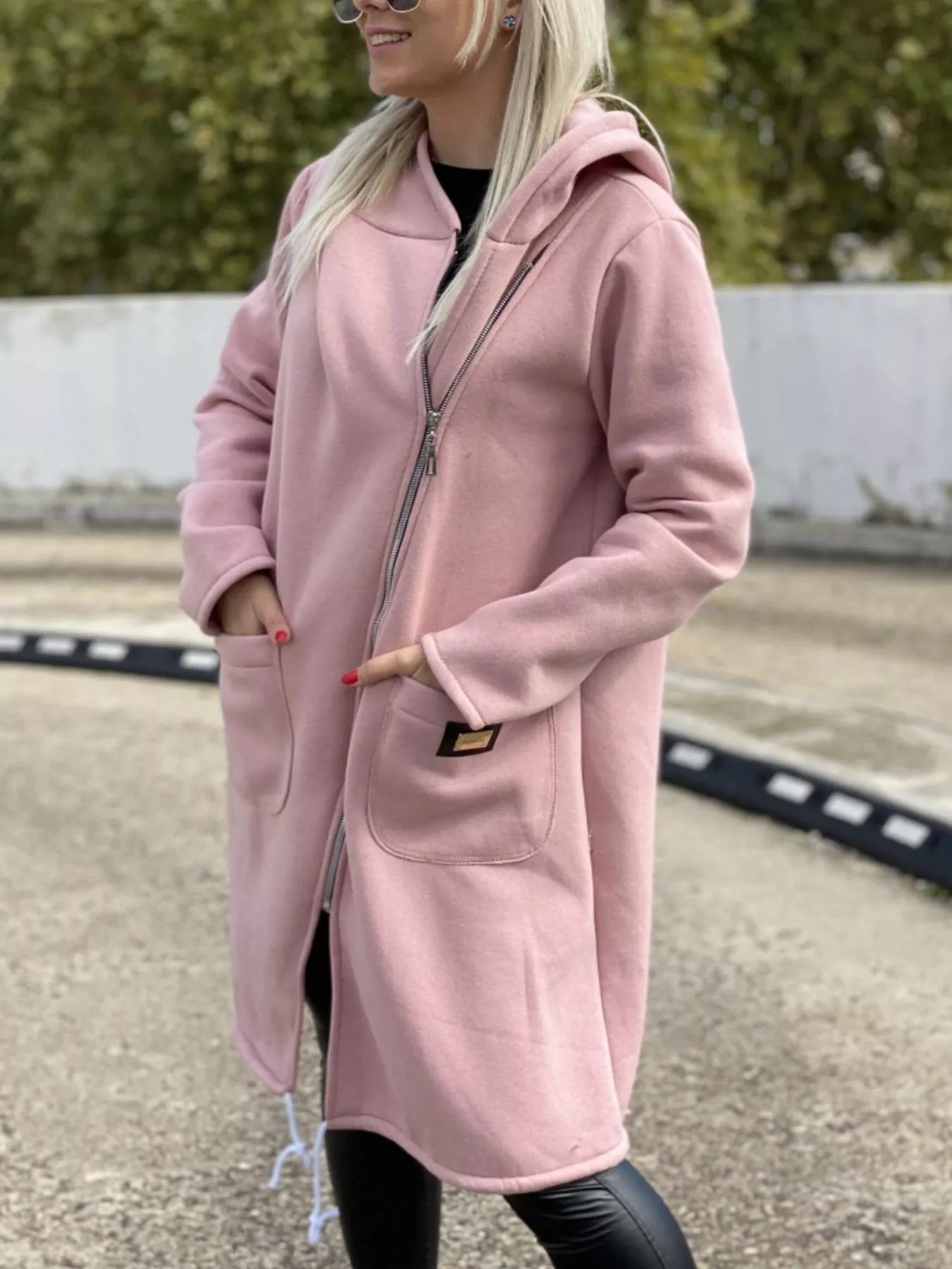 Full Size Asymmetrical Zip-Up Hooded Fleece Outerwear Plus Size - Image 12