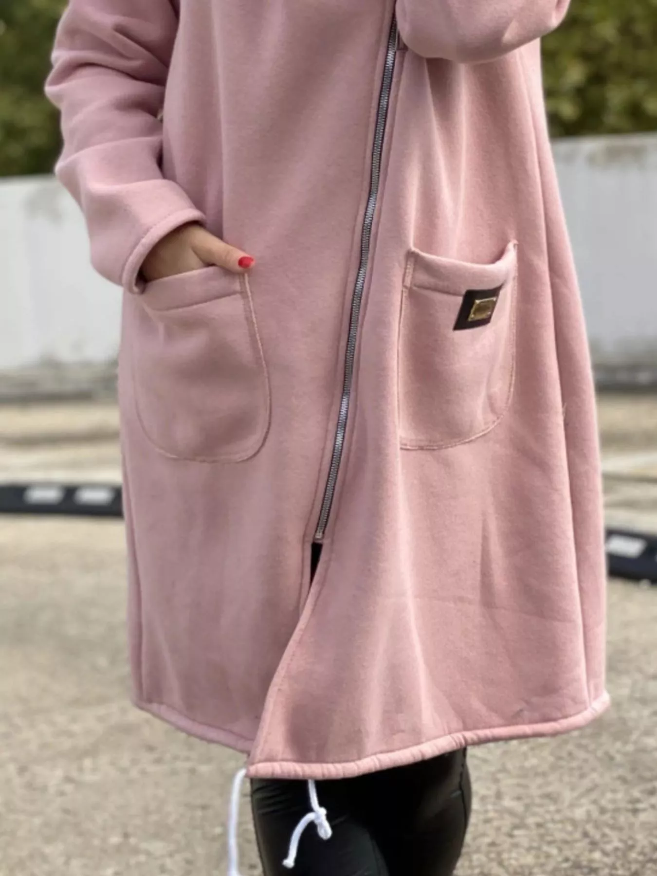 Full Size Asymmetrical Zip-Up Hooded Fleece Outerwear Plus Size - Image 13