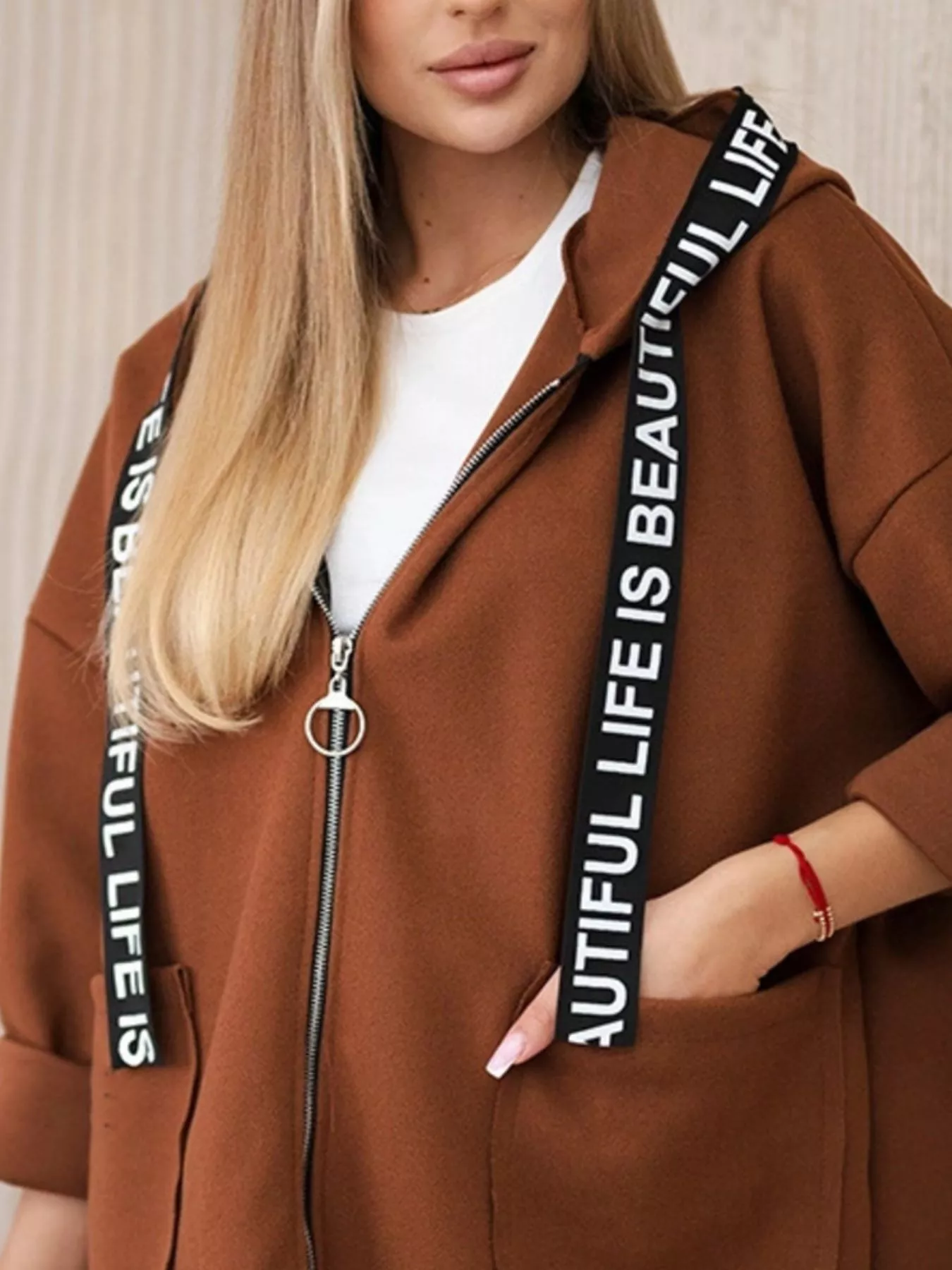 Full Size Hooded Zip-Up Longline Outerwear Plus Size - Image 14