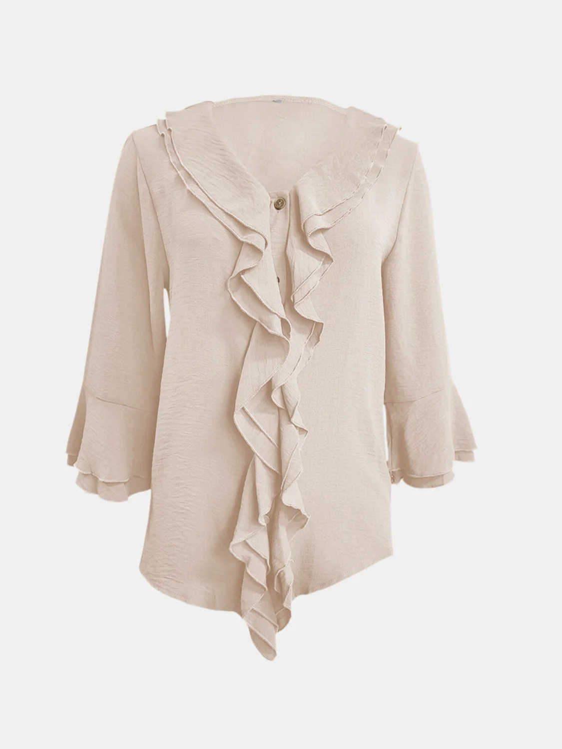 Full Size Ruffled V-Neck Flounce Sleeve Blouse - Image 11