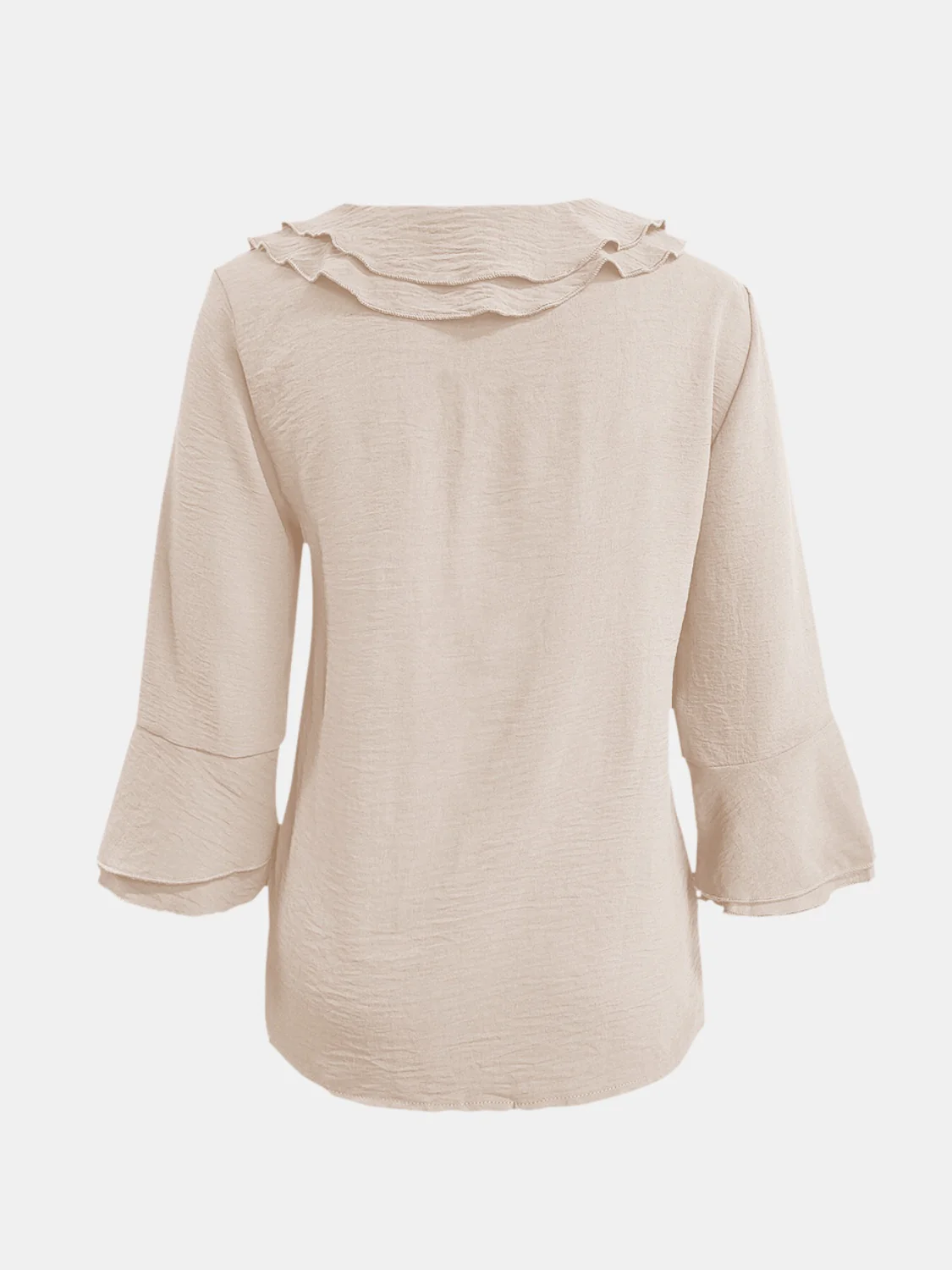 Full Size Ruffled V-Neck Flounce Sleeve Blouse - Image 12