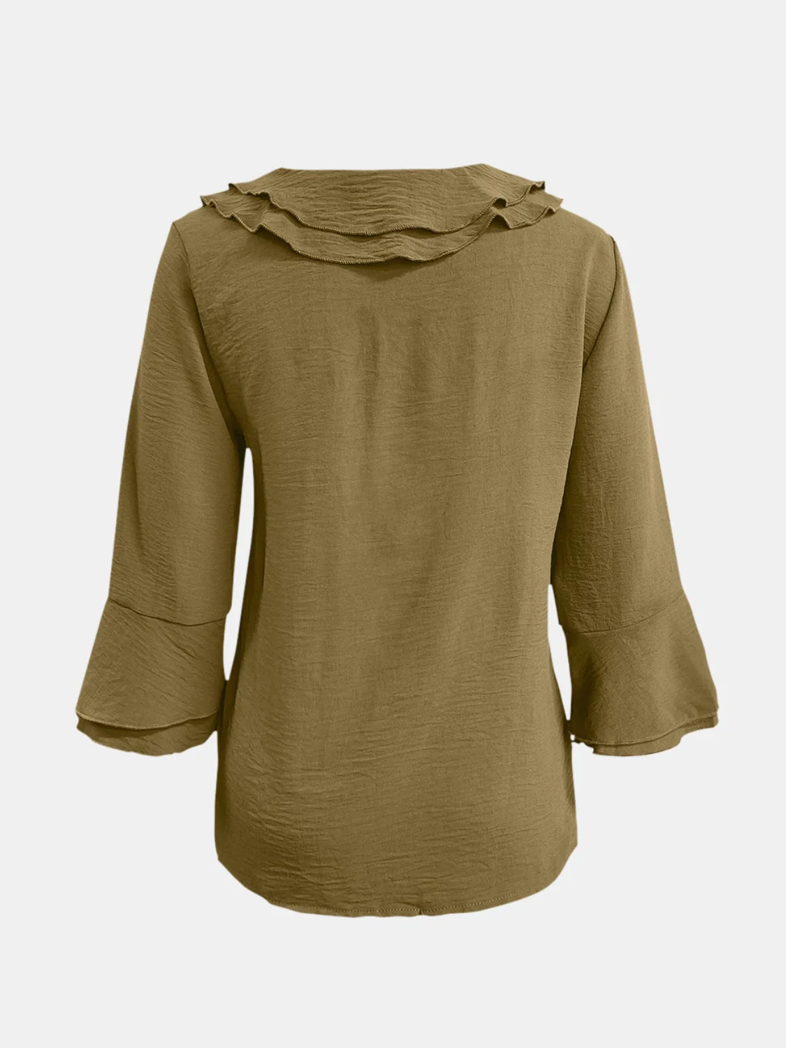 Full Size Ruffled V-Neck Flounce Sleeve Blouse - Image 18
