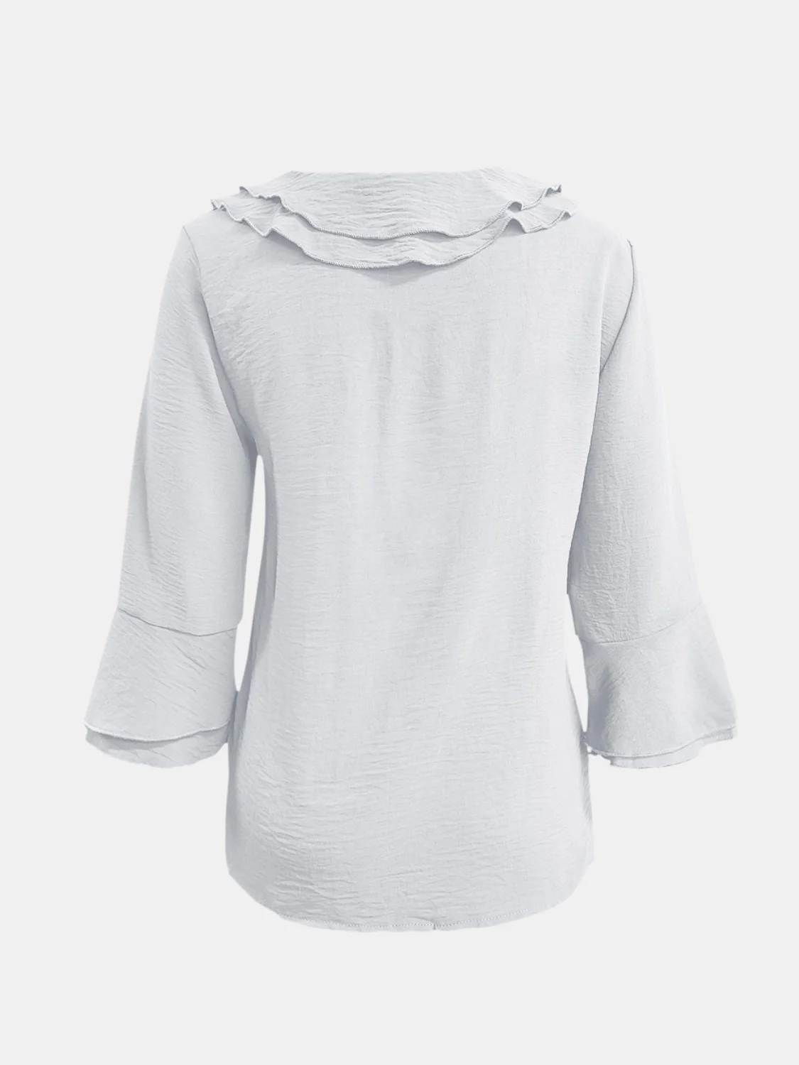 Full Size Ruffled V-Neck Flounce Sleeve Blouse - Image 6