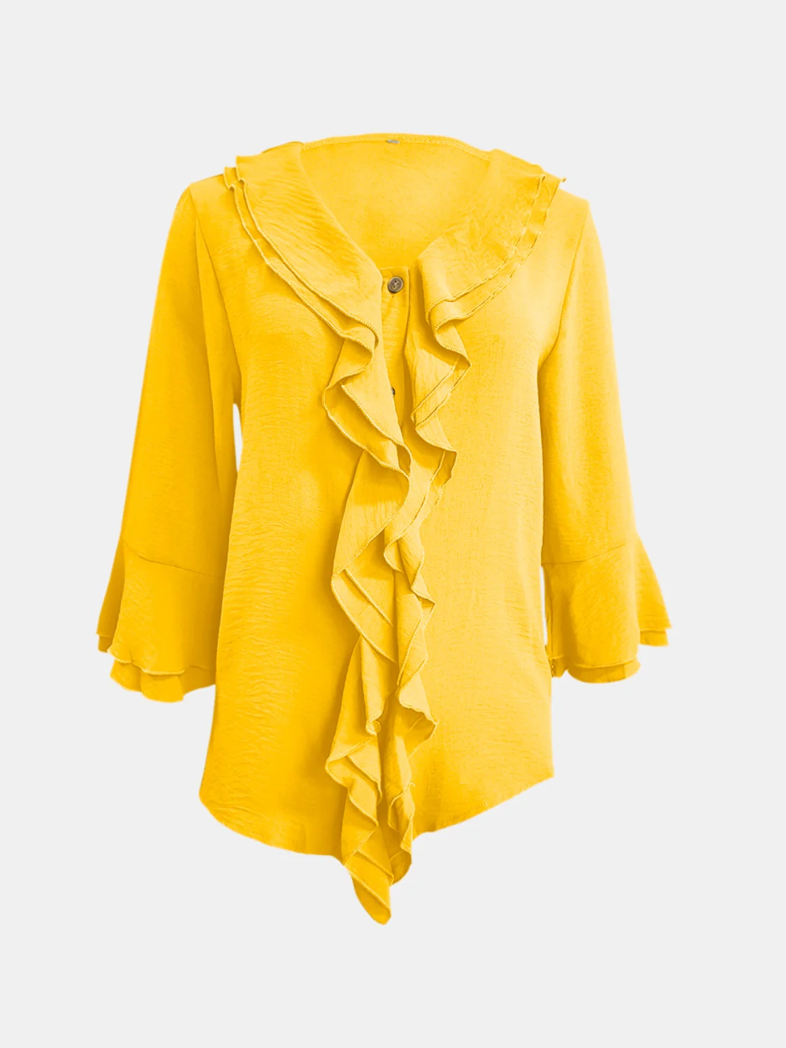 Full Size Ruffled V-Neck Flounce Sleeve Blouse - Image 8