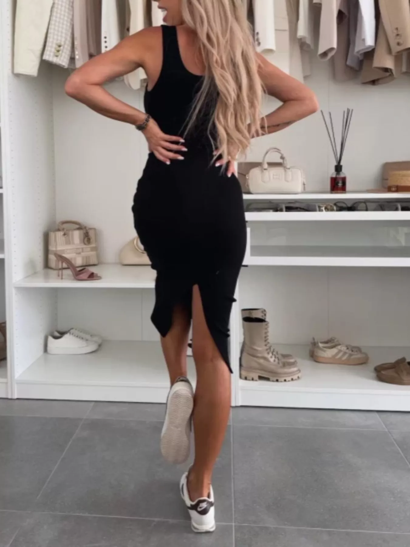 Full Size Slit Square Neck Dress and Outerwear Set Plus Size - Image 7