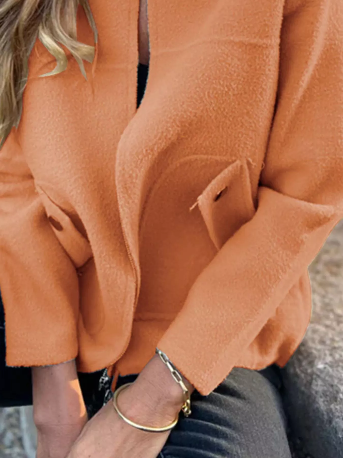 Full Size Textured Knit Zip Up Outerwear Plus Size - Image 11