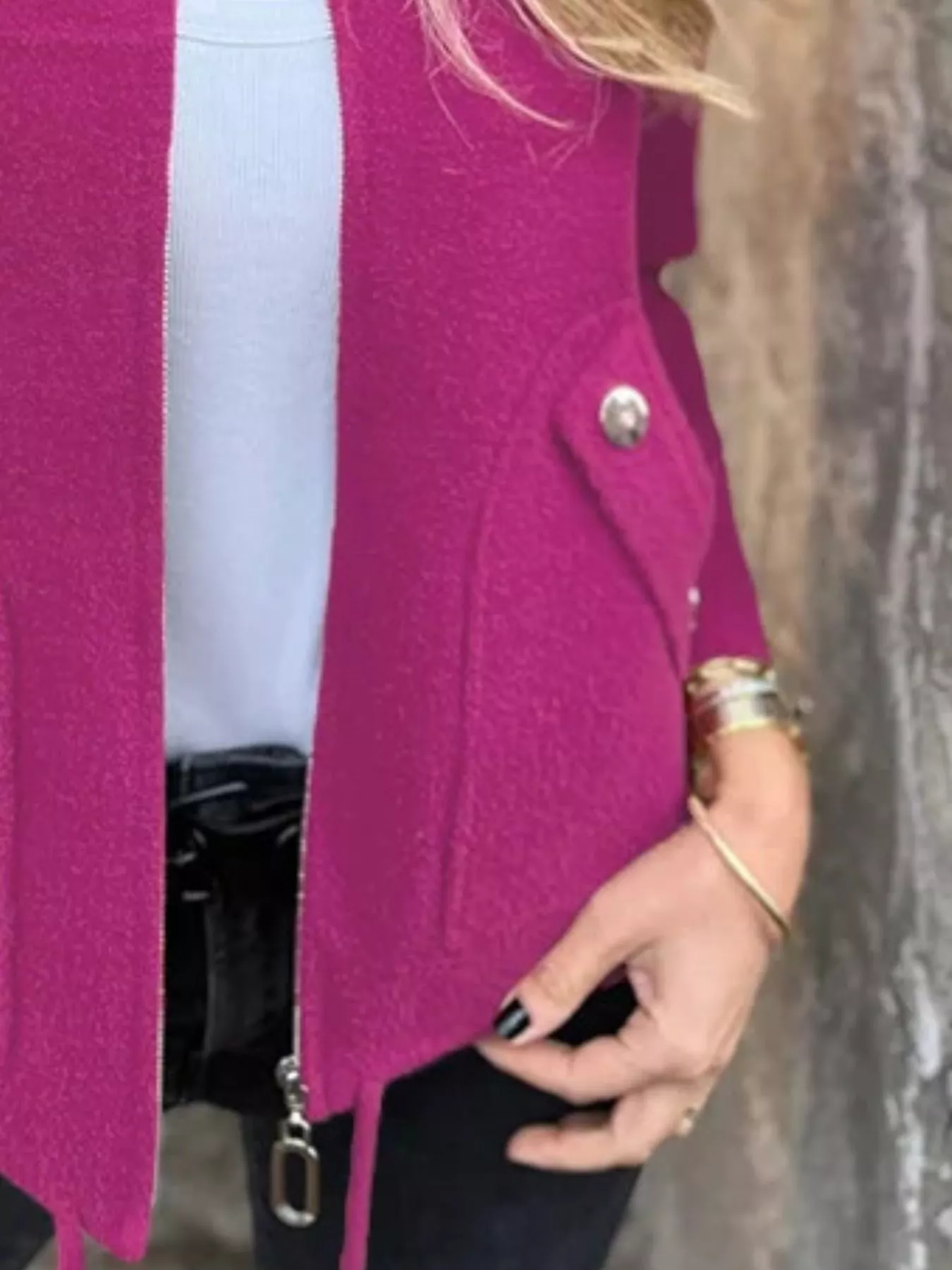 Full Size Textured Knit Zip Up Outerwear Plus Size - Image 17