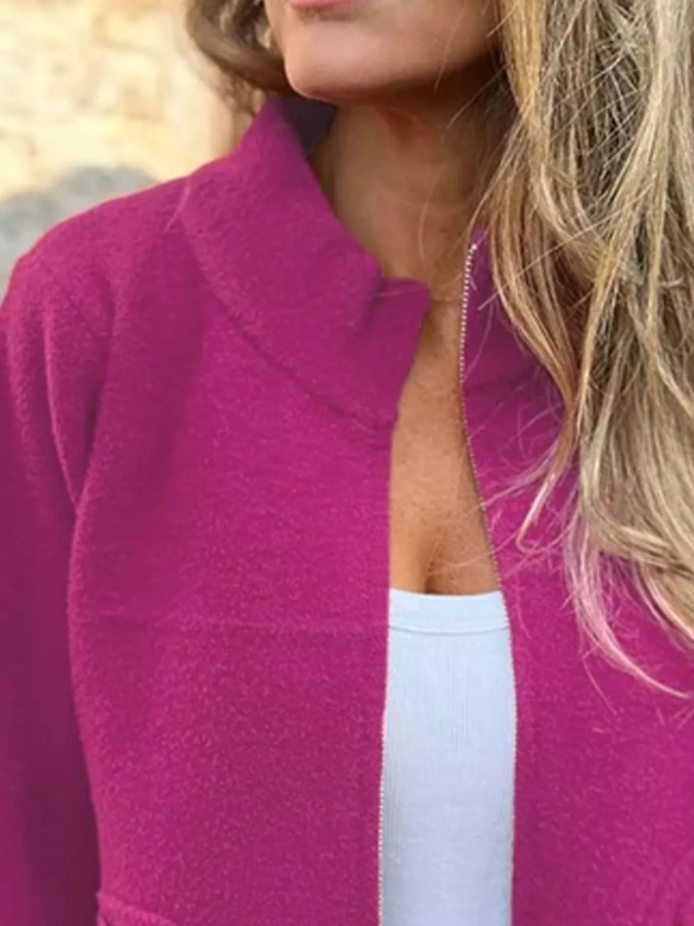 Full Size Textured Knit Zip Up Outerwear Plus Size - Image 18