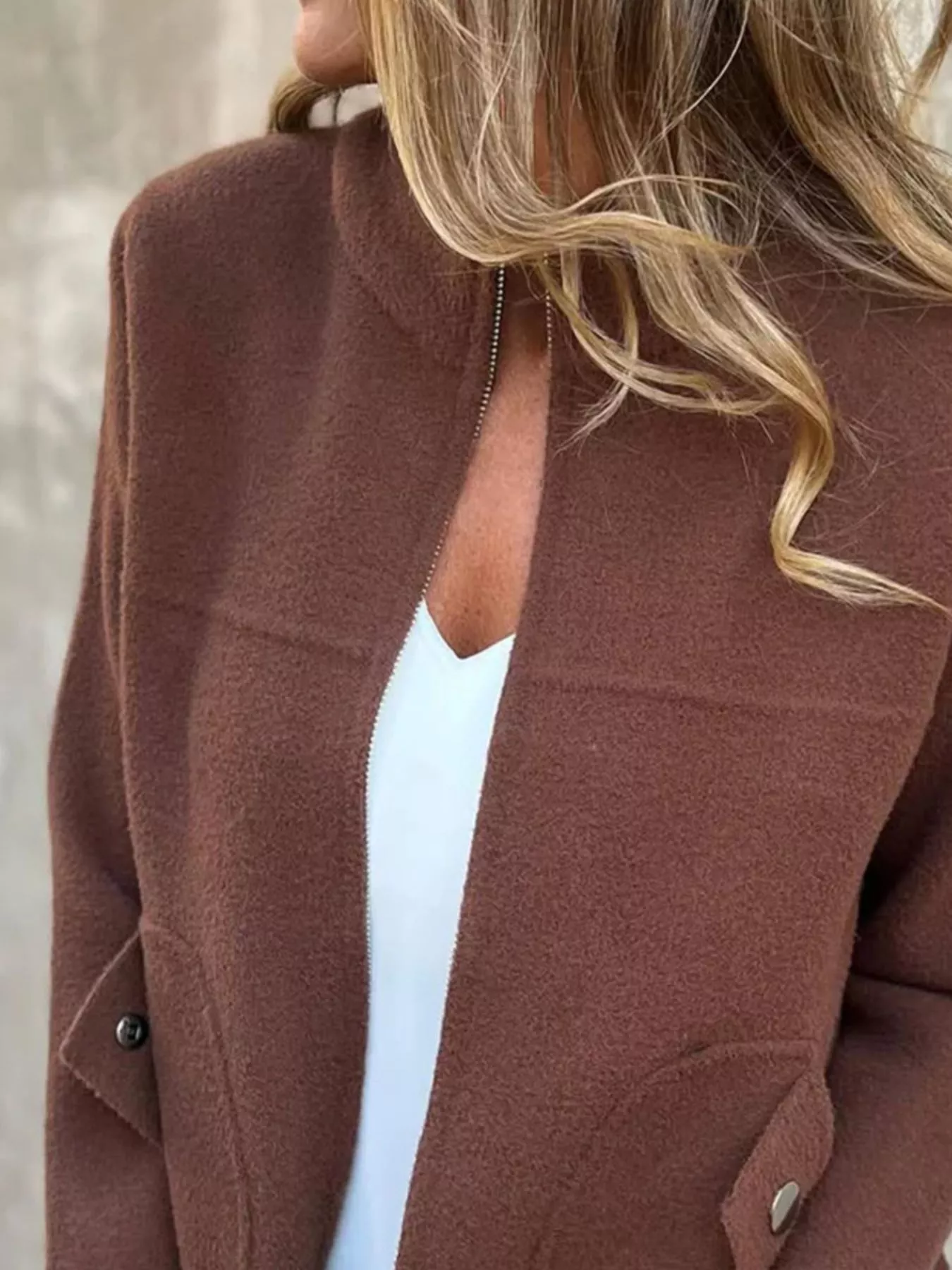 Full Size Textured Knit Zip Up Outerwear Plus Size - Image 20