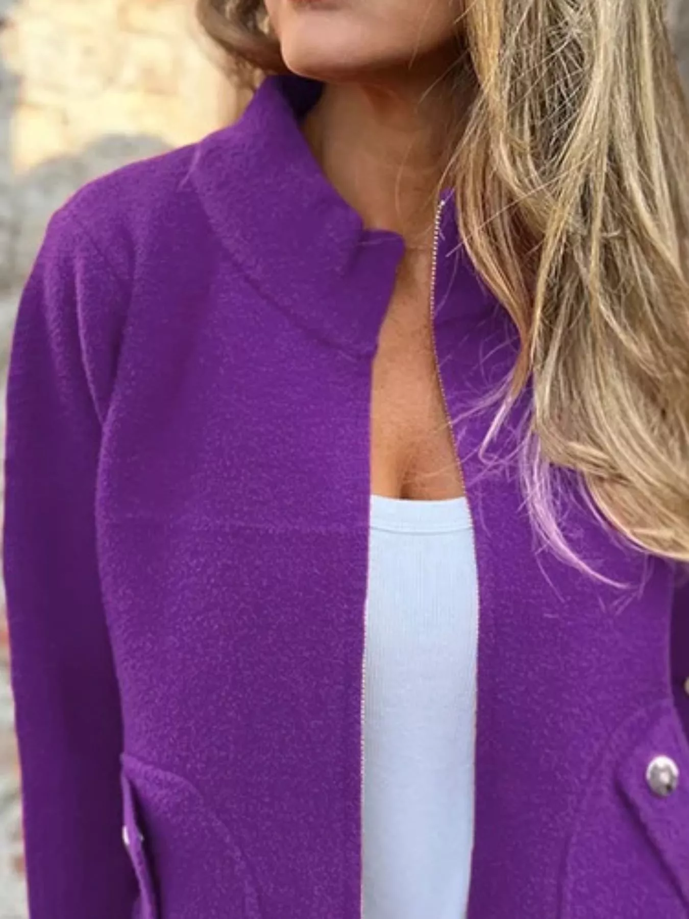 Full Size Textured Knit Zip Up Outerwear Plus Size - Image 26