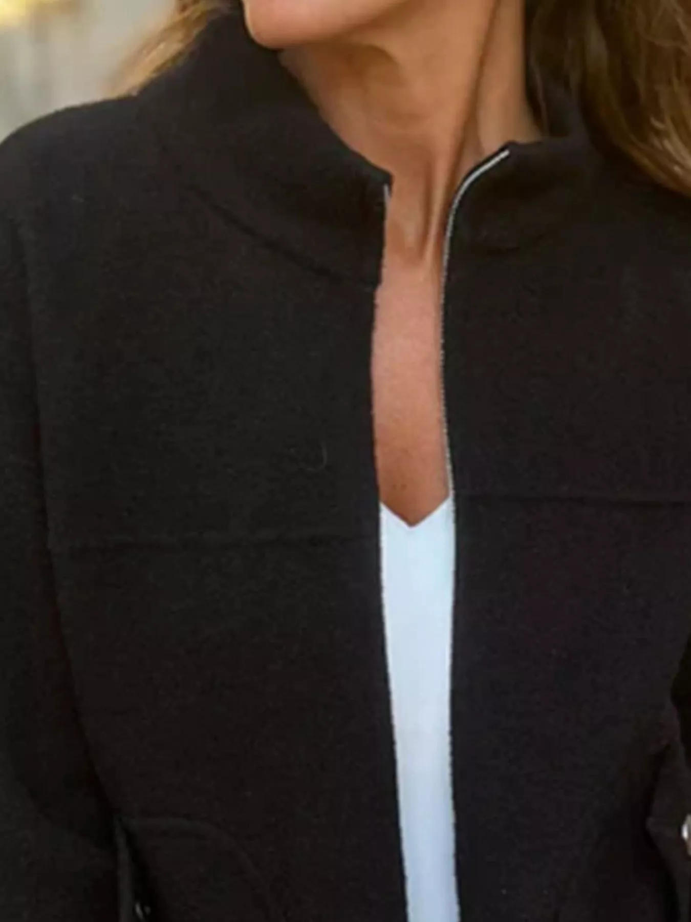 Full Size Textured Knit Zip Up Outerwear Plus Size - Image 9