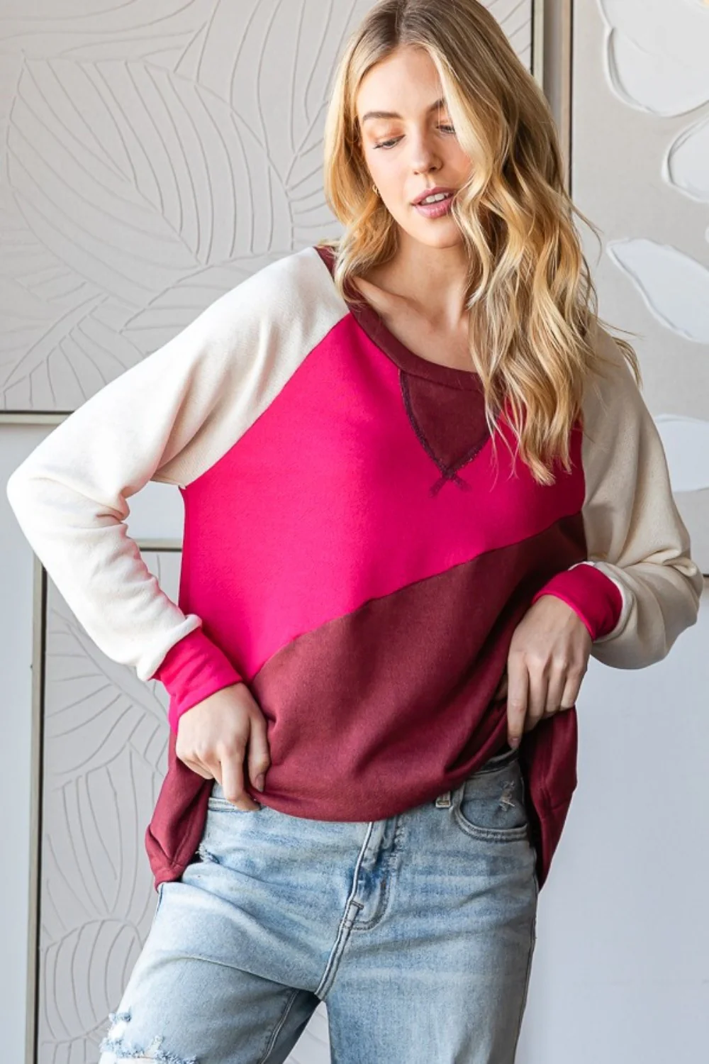 HOPELY Color Block Long Sleeve T-Shirt - Image 3