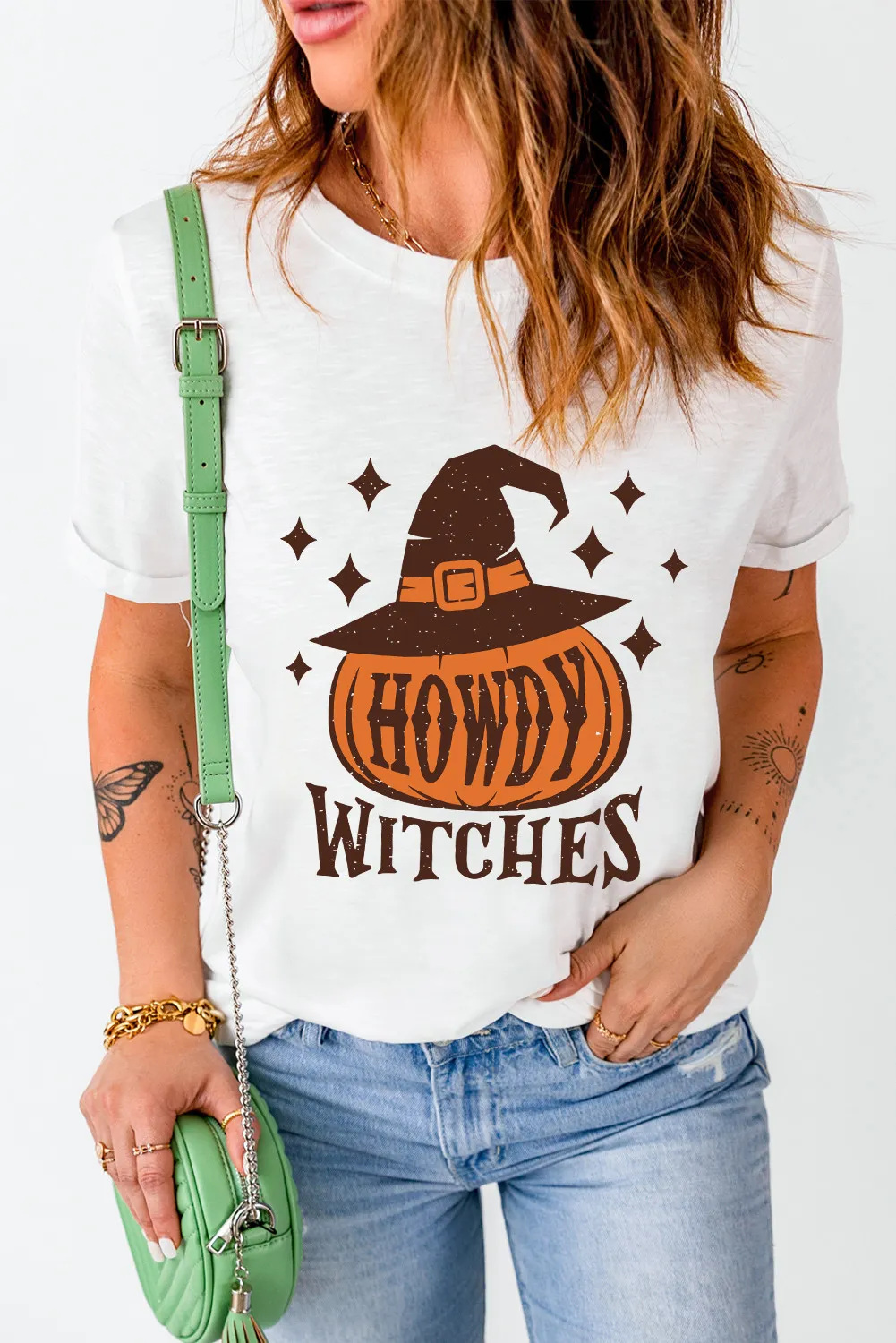 HOWDY WITCHES Round Neck Short Sleeve T-Shirt - Image 3