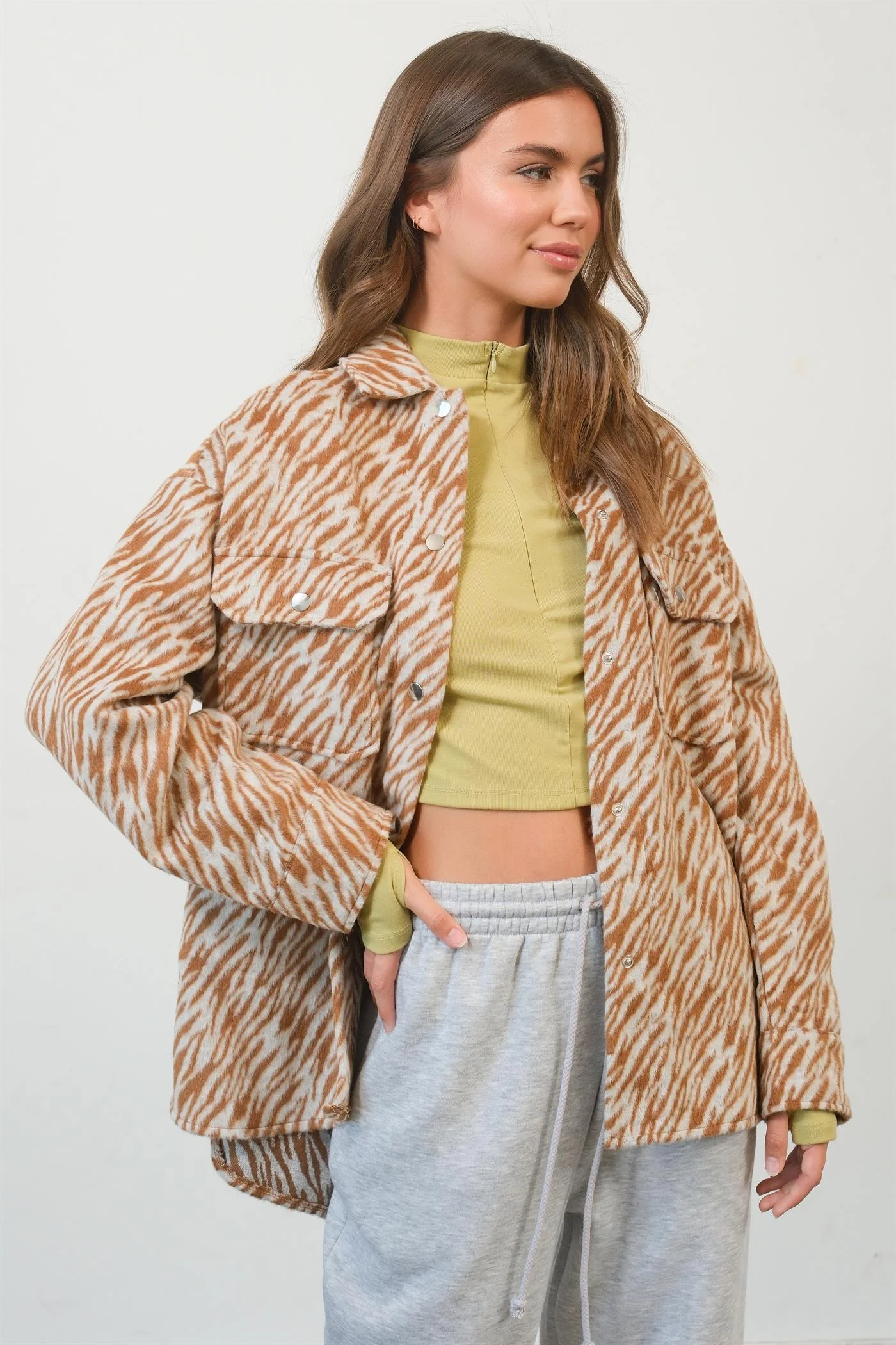 HYFVE Zebra Print Snap Down Long Sleeve Jacket - Image 3