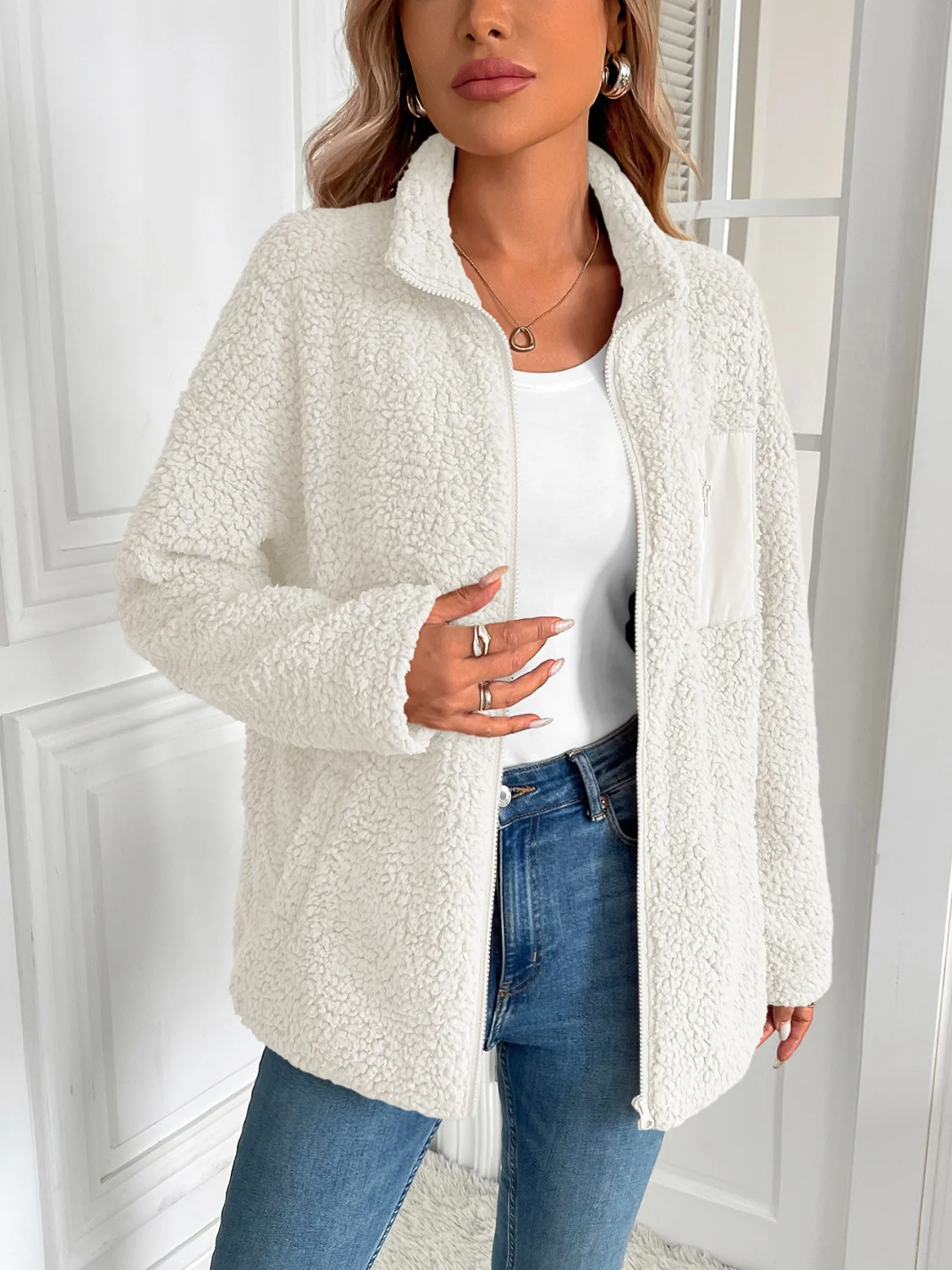 Ivy Lane Zip Up Long Sleeve Fuzzy Jacket - Image 11