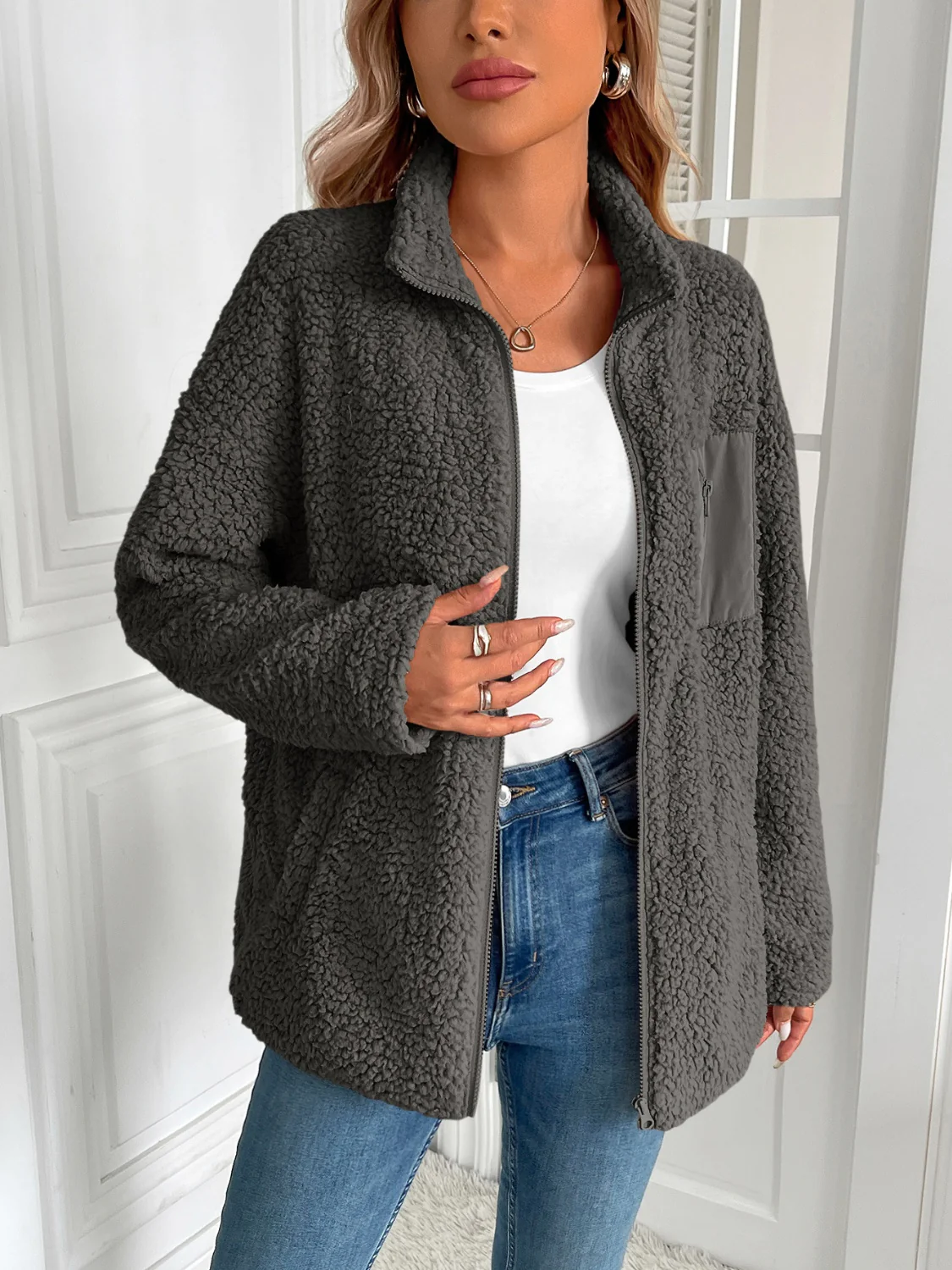 Ivy Lane Zip Up Long Sleeve Fuzzy Jacket - Image 14