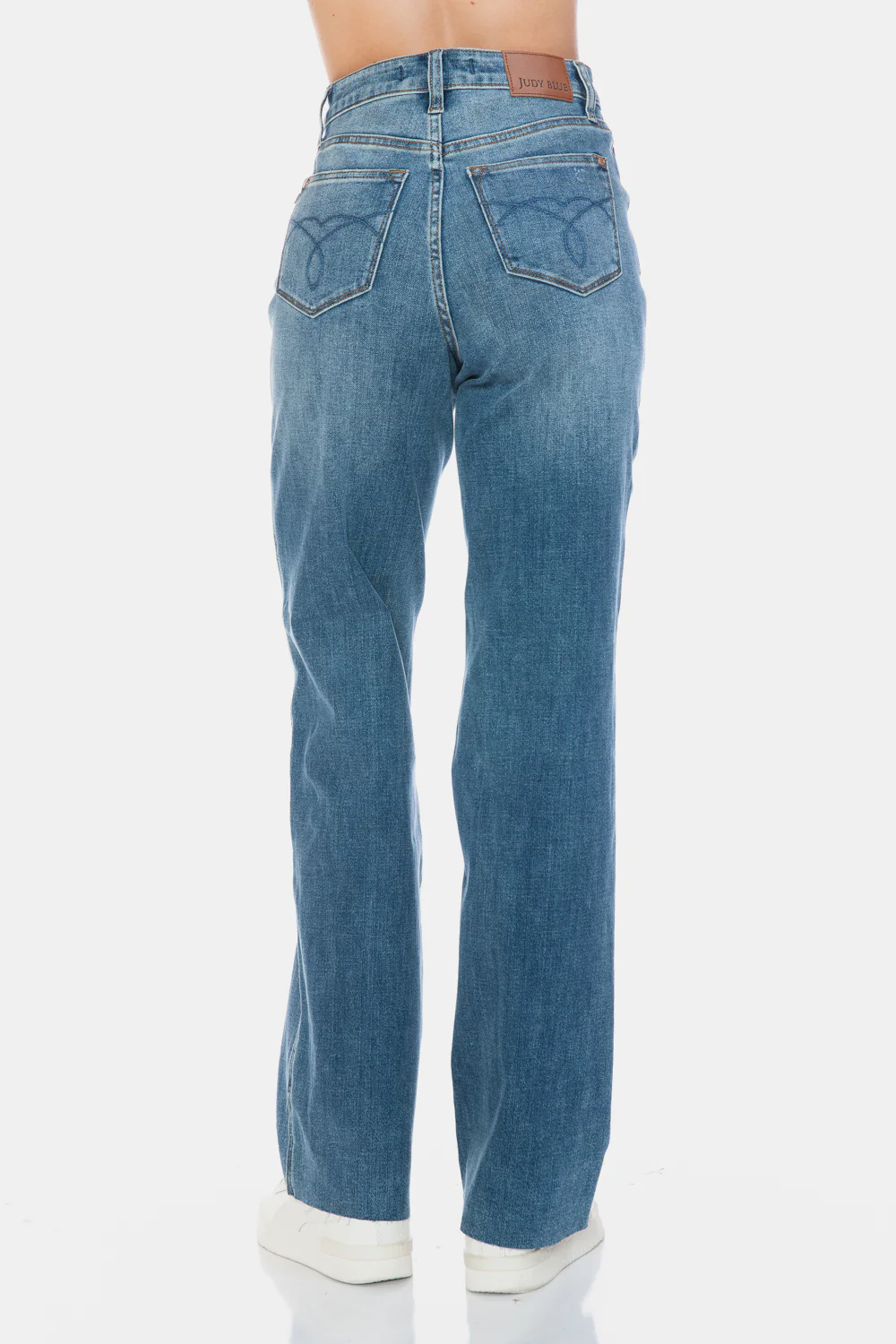 Judy Blue Full Size Tummy Control Cut Raw Hem Straight Jeans - Image 3