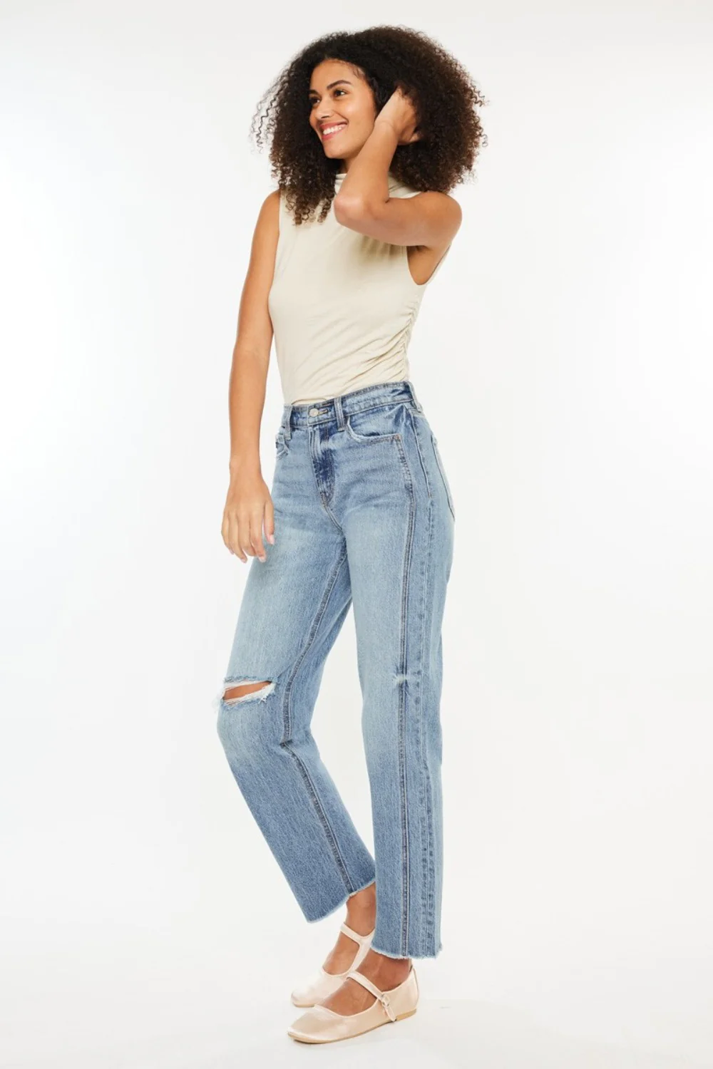 Kancan Ultra High Rise Distressed Straight Jeans - Image 4