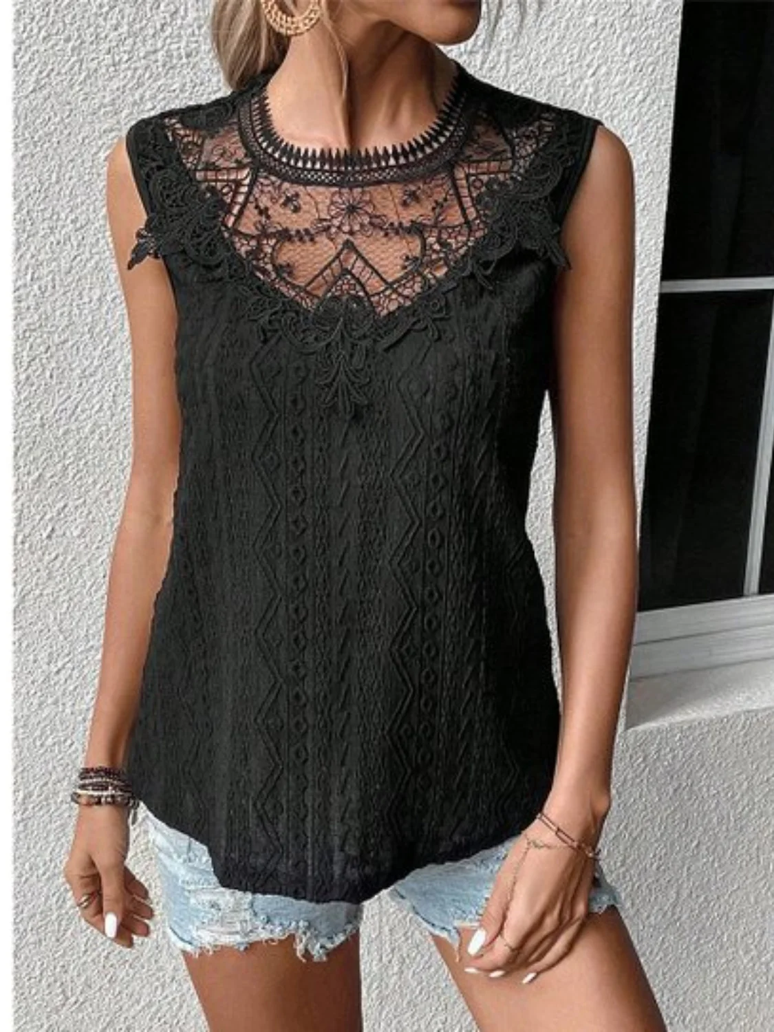 Lace Eyelet Sleeveless Top - Image 6