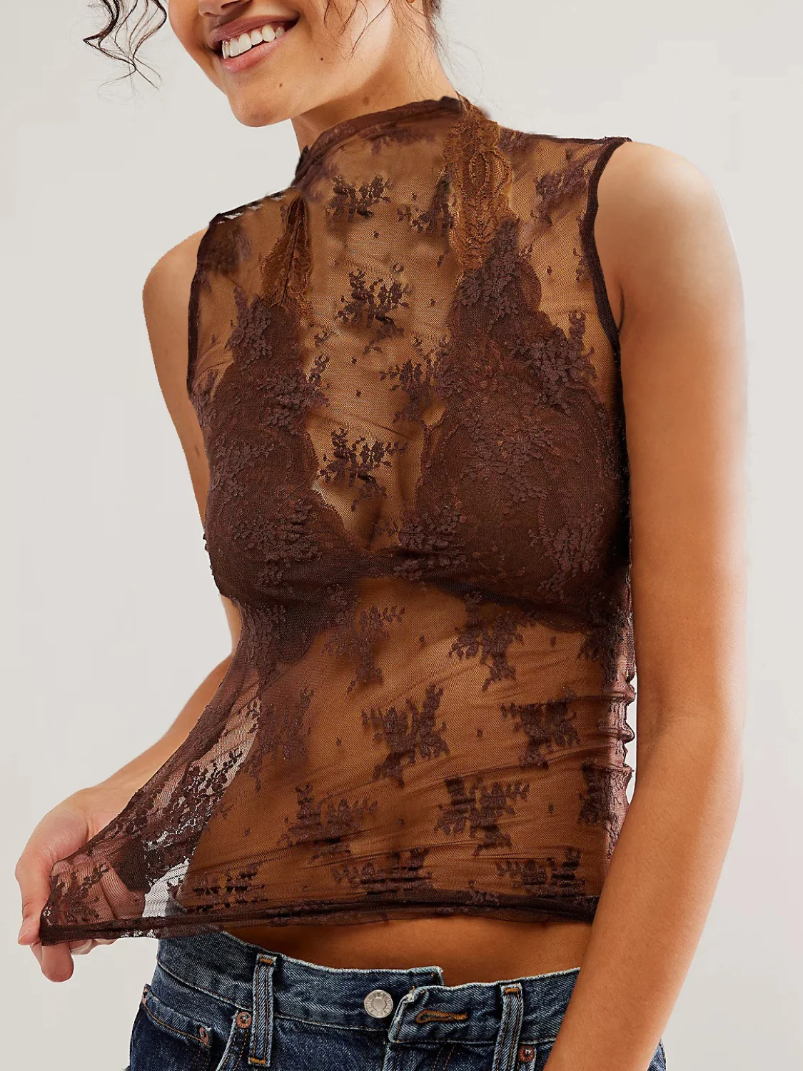 Lace Mock Neck Top - Image 12