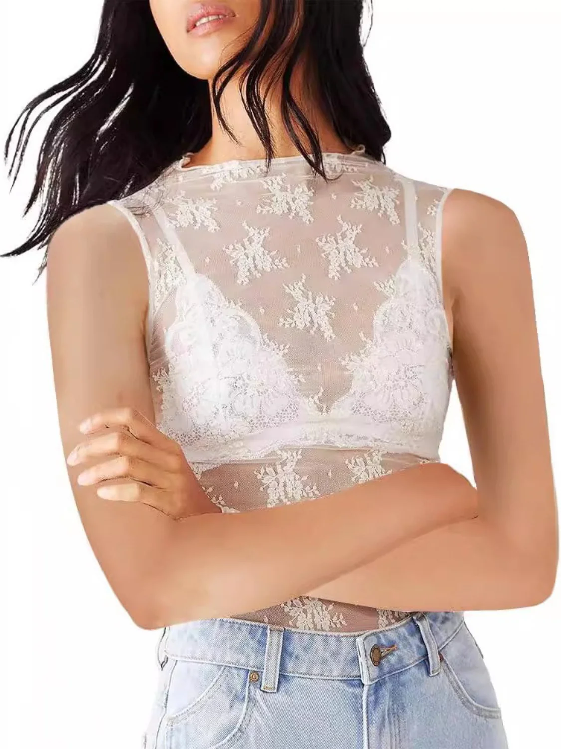 Lace Mock Neck Top - Image 14