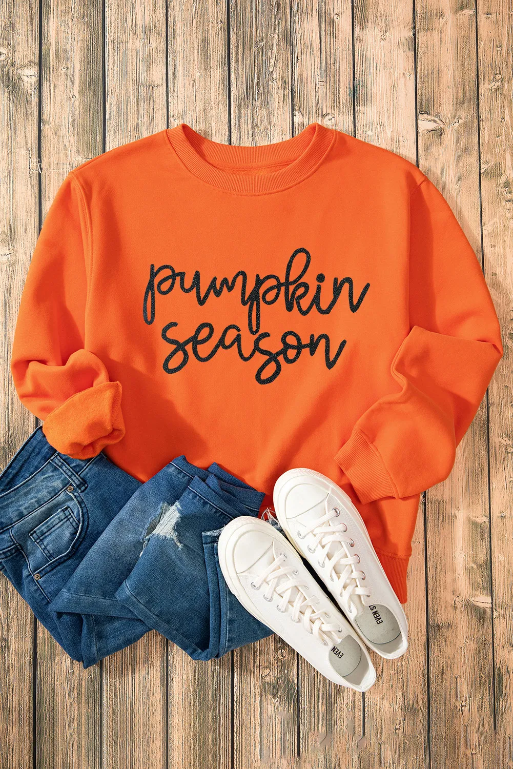 Letter Round Neck Long Sleeve Sweatshirt - Image 3