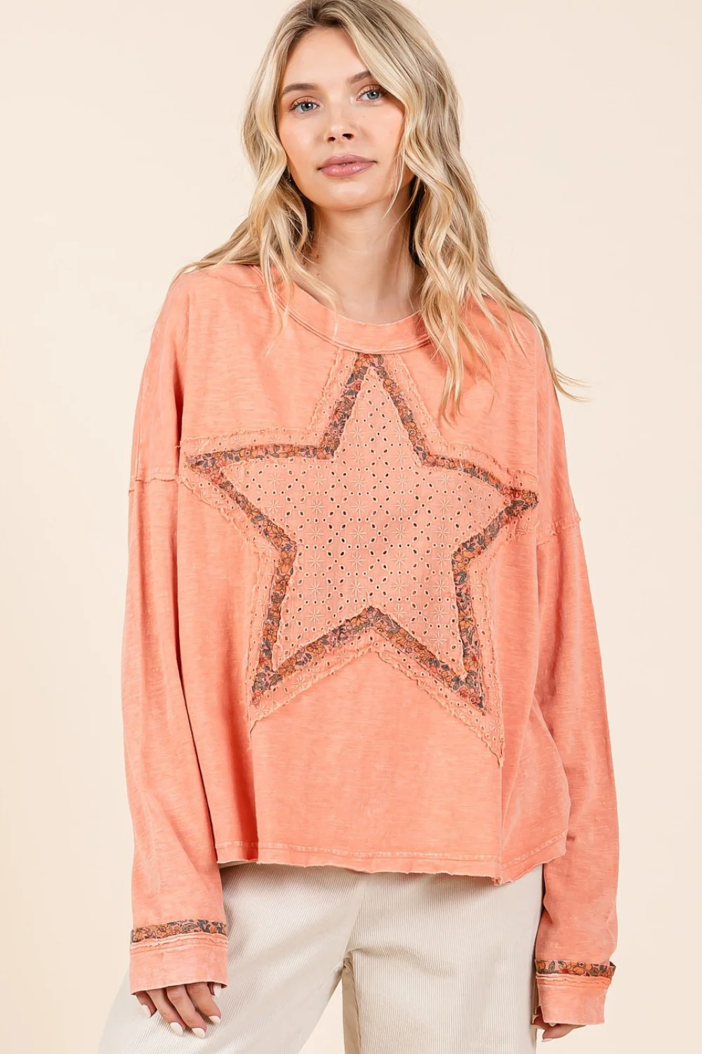 Mittoshop Mineral Wash Star Patch Long Sleeve T-Shirt - Image 5