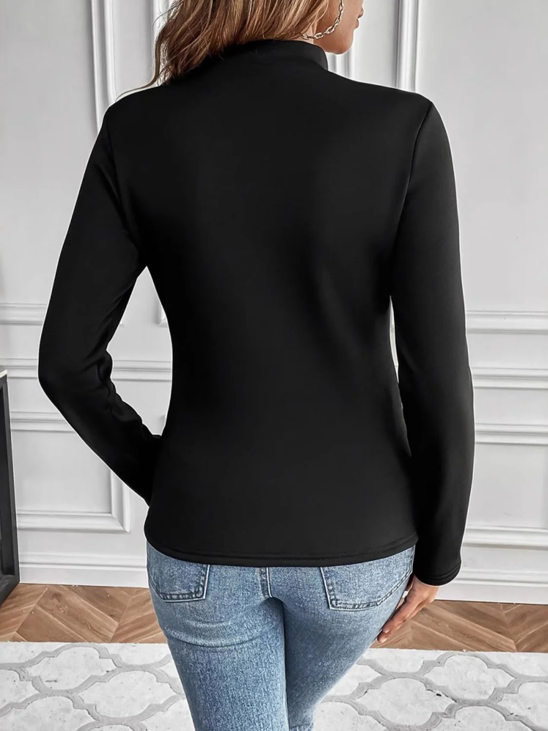 Mock Neck Long Sleeve T-Shirt - Image 3