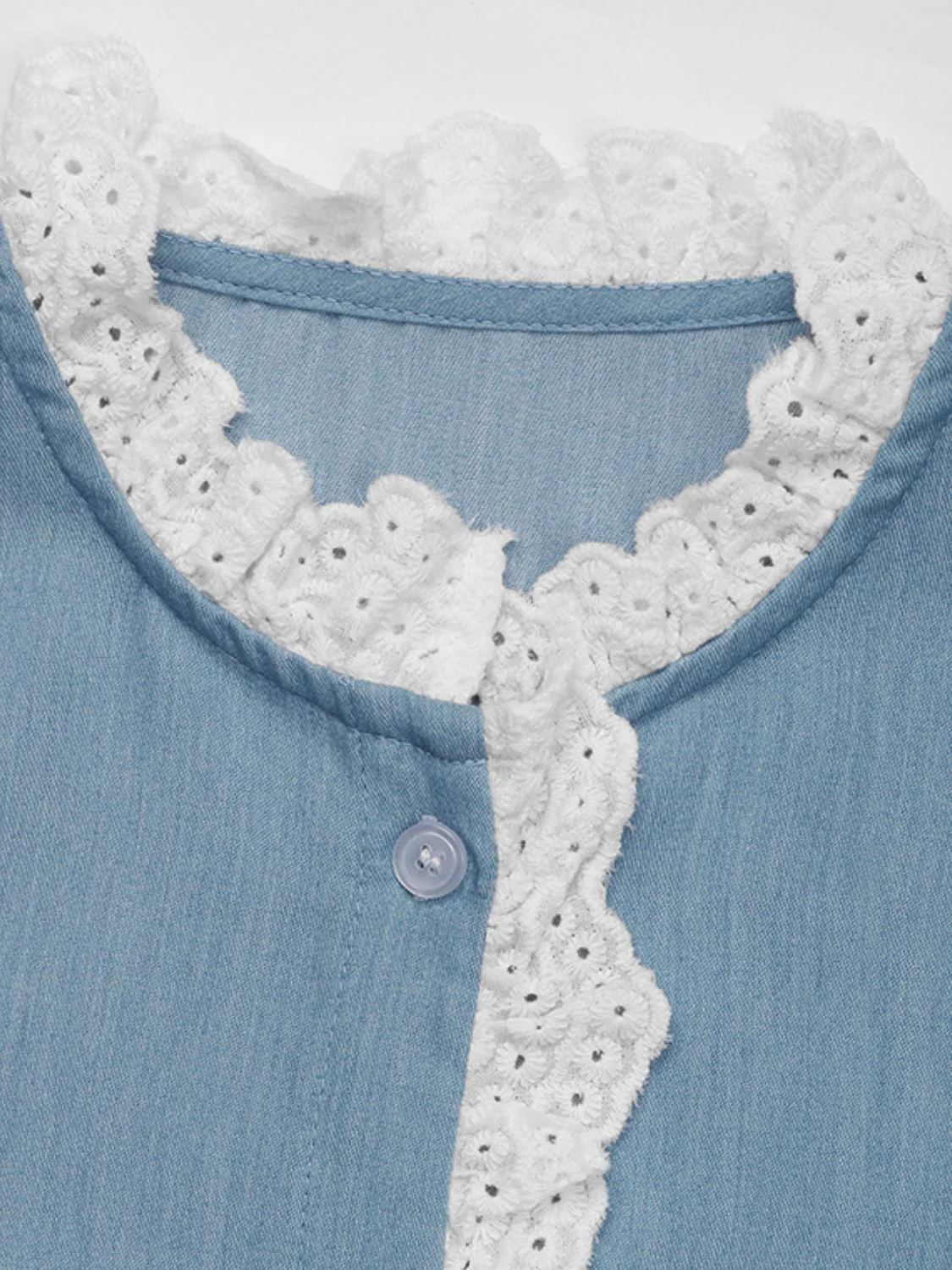 Perfee Lace Detail Button Down Long Sleeve Shirt - Image 7