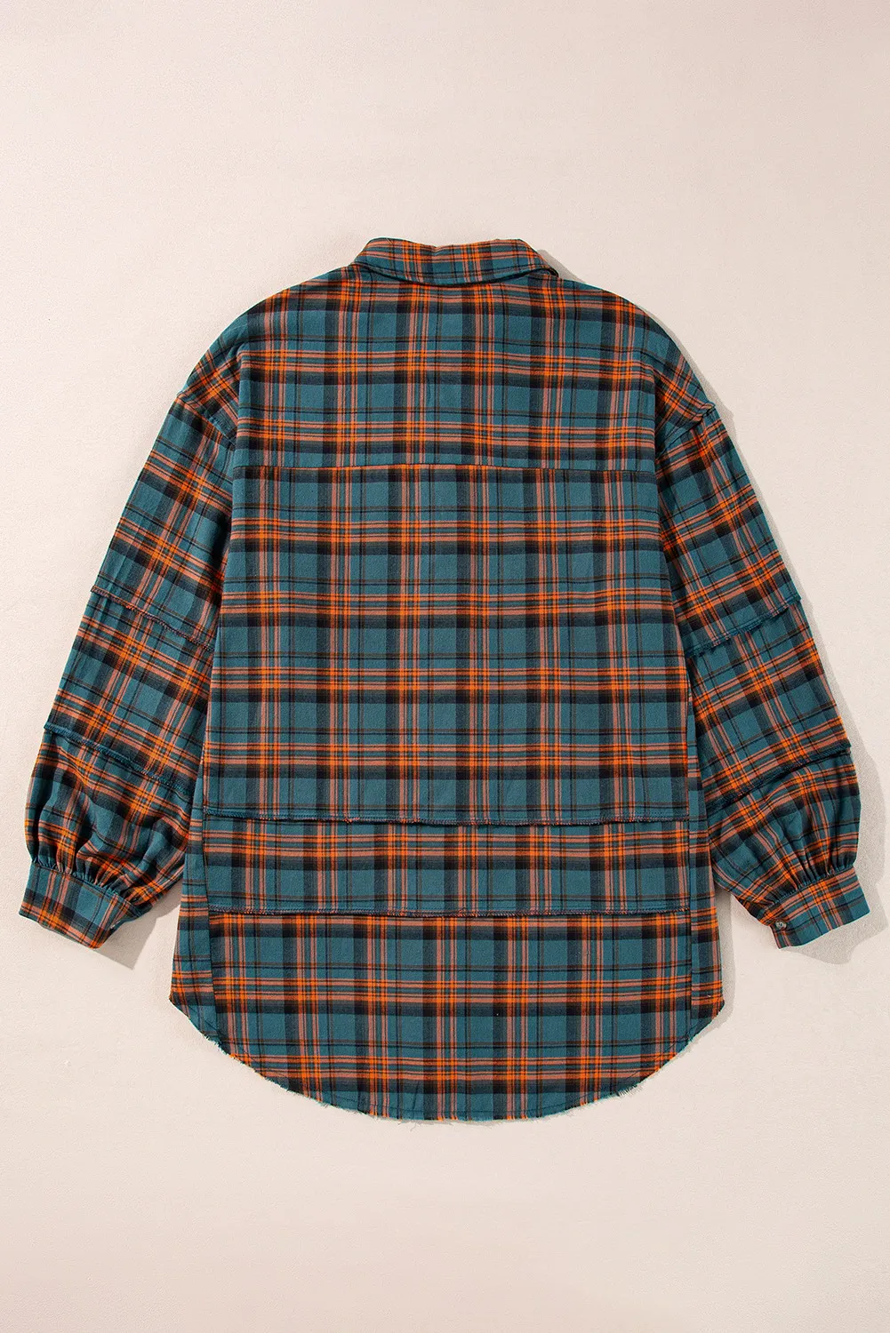 Plaid Collared Neck Long Sleeve Shirt - Image 3