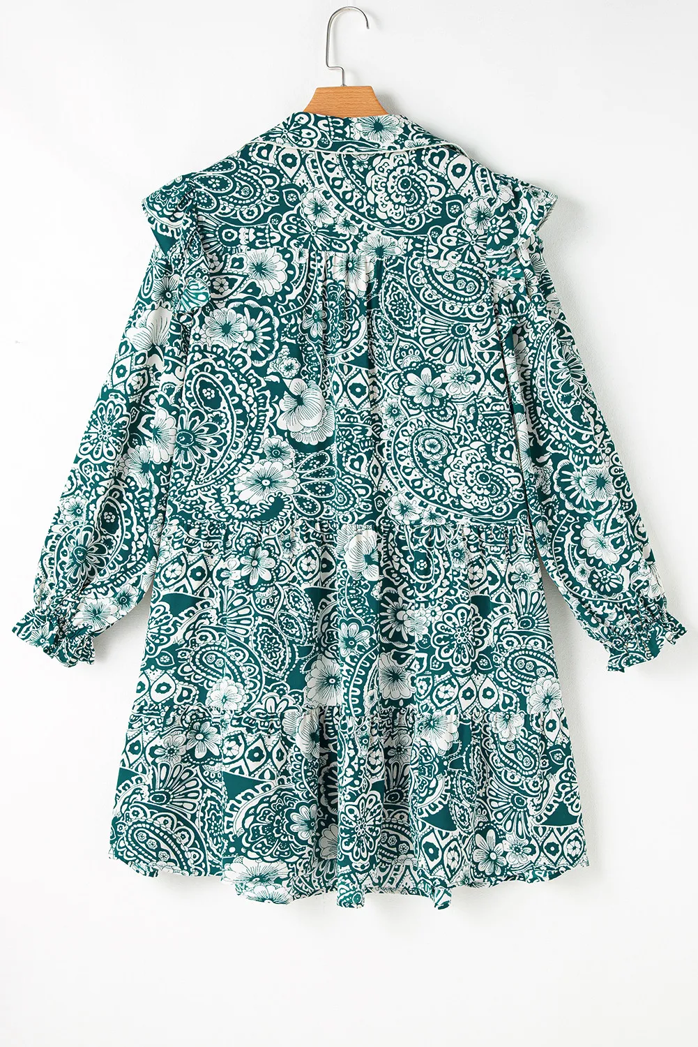 Plus Size Ruffled Printed Flounce Sleeve Dress - Image 3