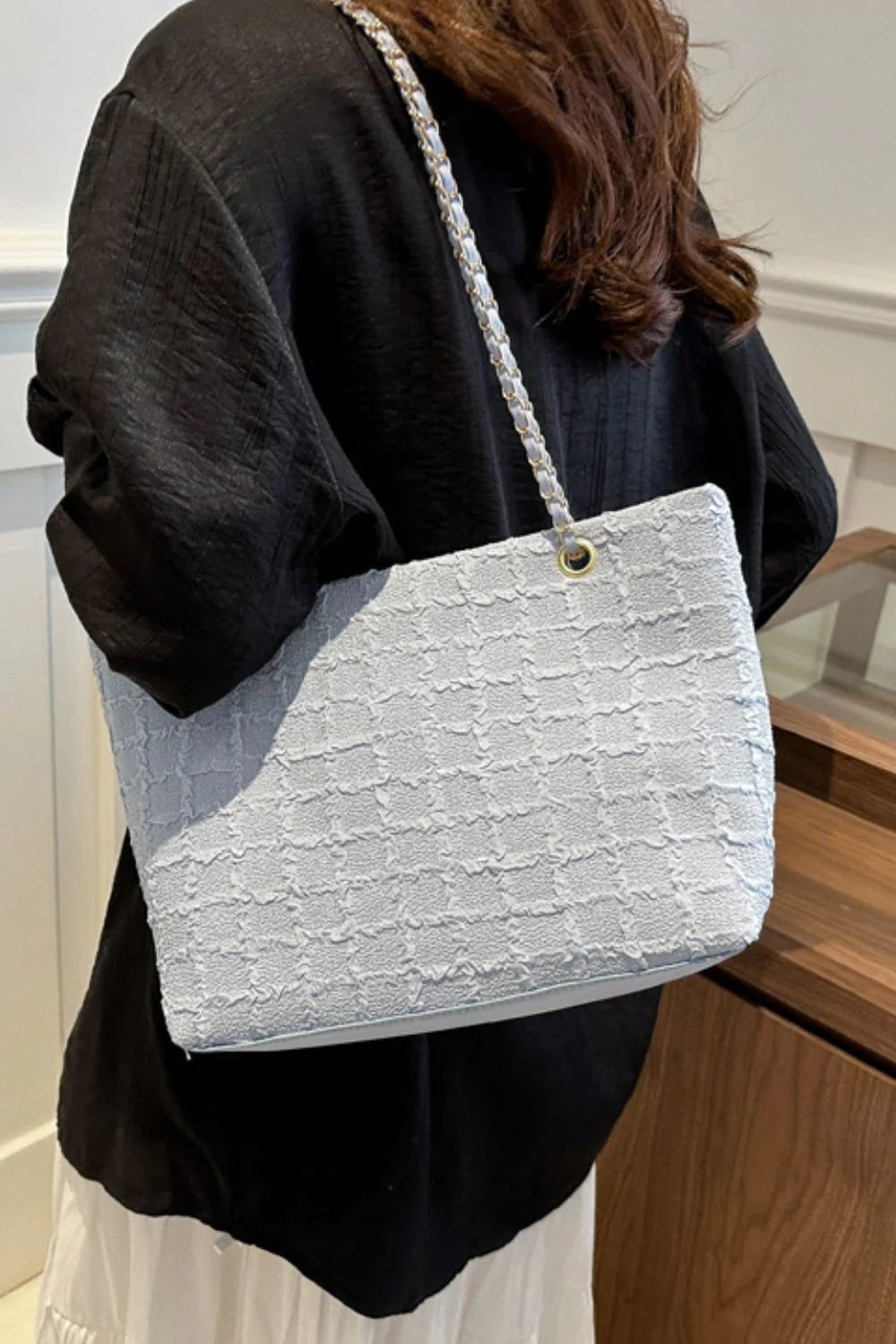 Polyester Texture Chain Tote bag - Image 6