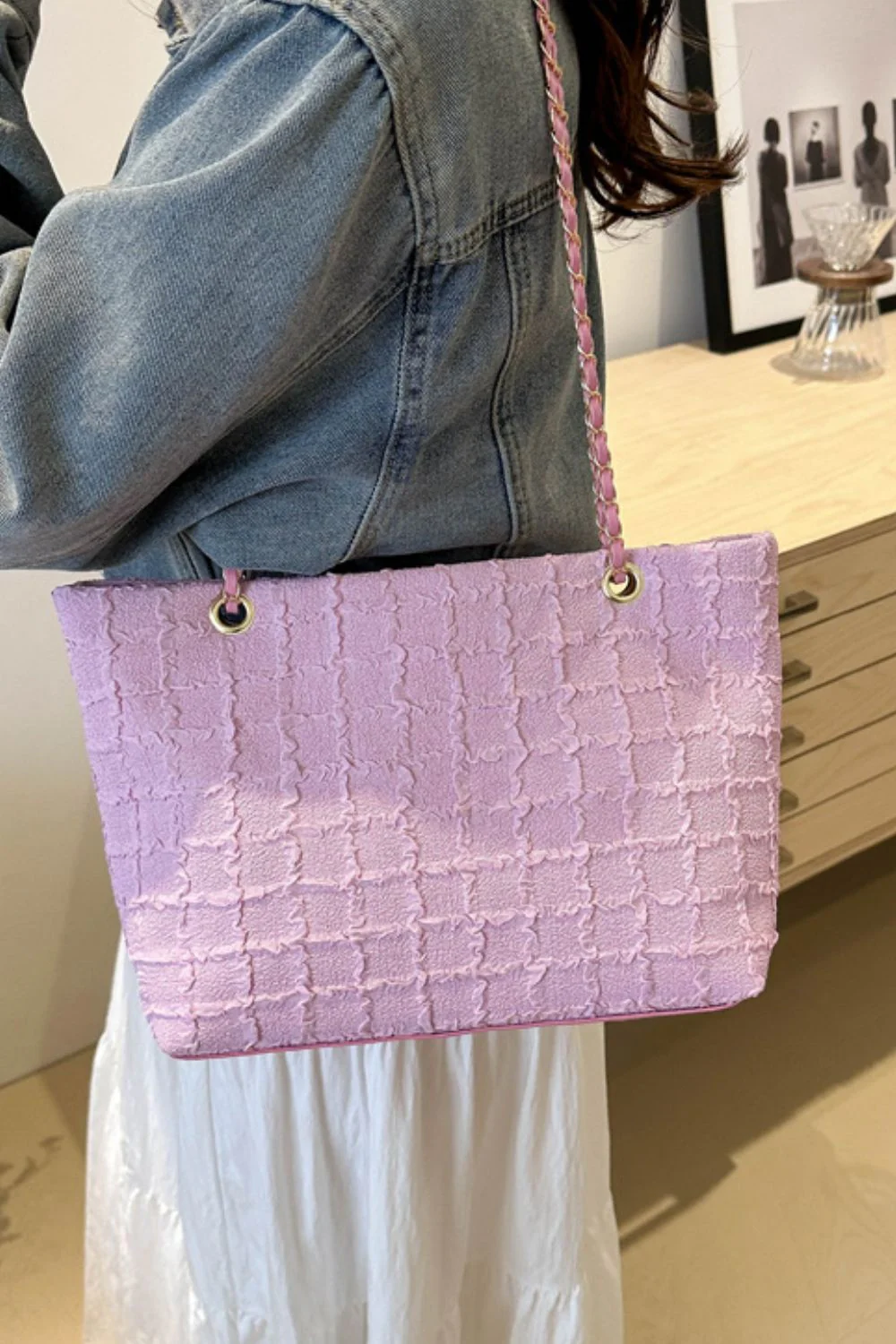 Polyester Texture Chain Tote bag - Image 8