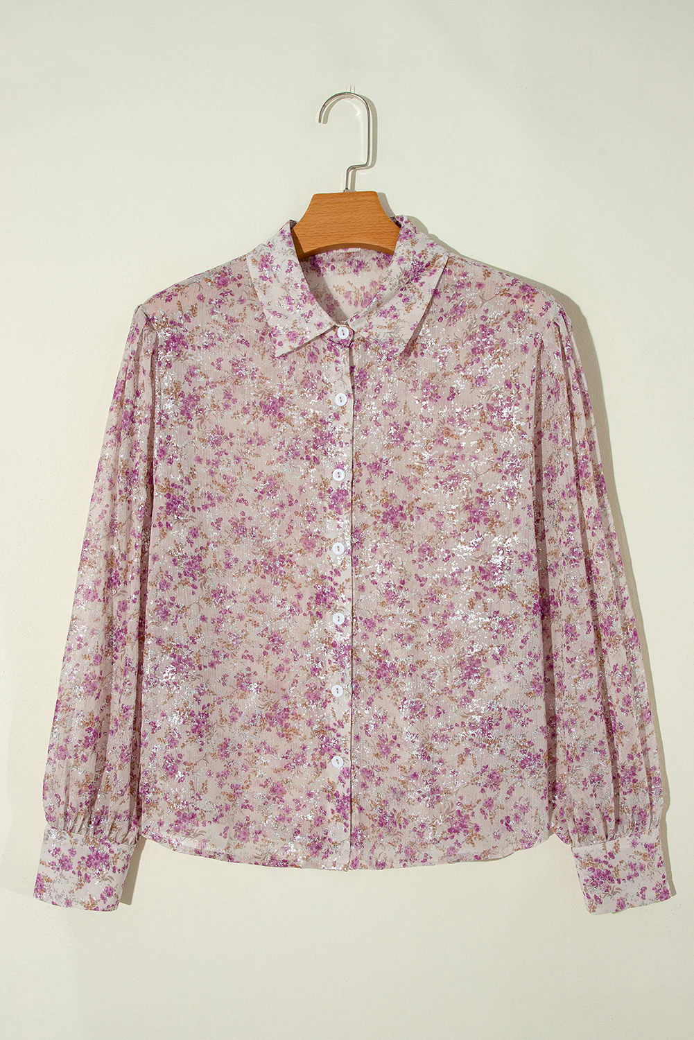 Printed Collared Neck Long Sleeve Shirt - Image 7