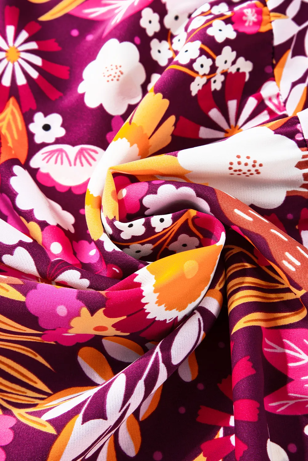 Printed Johnny Collar Long Sleeve Midi Dress - Image 6