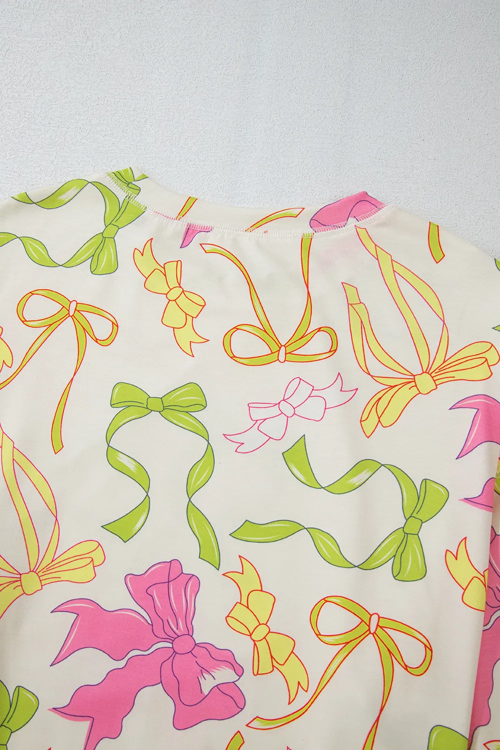 Printed Round Neck Long Sleeve Top and Shorts Set - Image 4