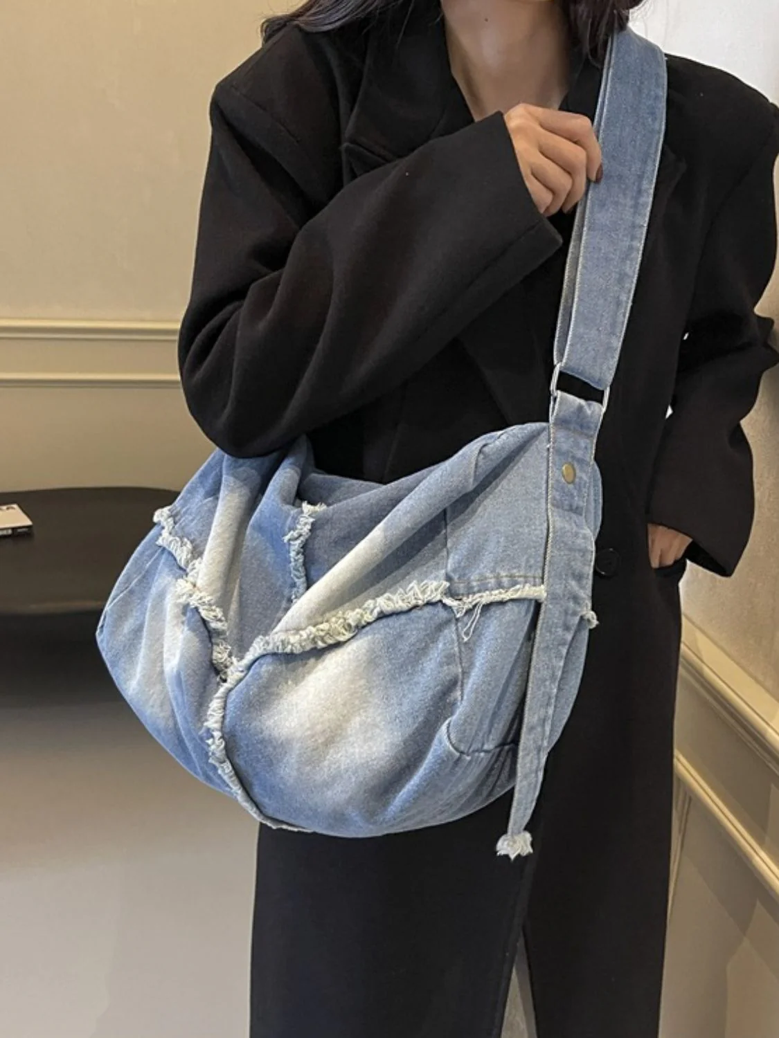 Raw Hem Gradient Crossbody Bag - Image 8
