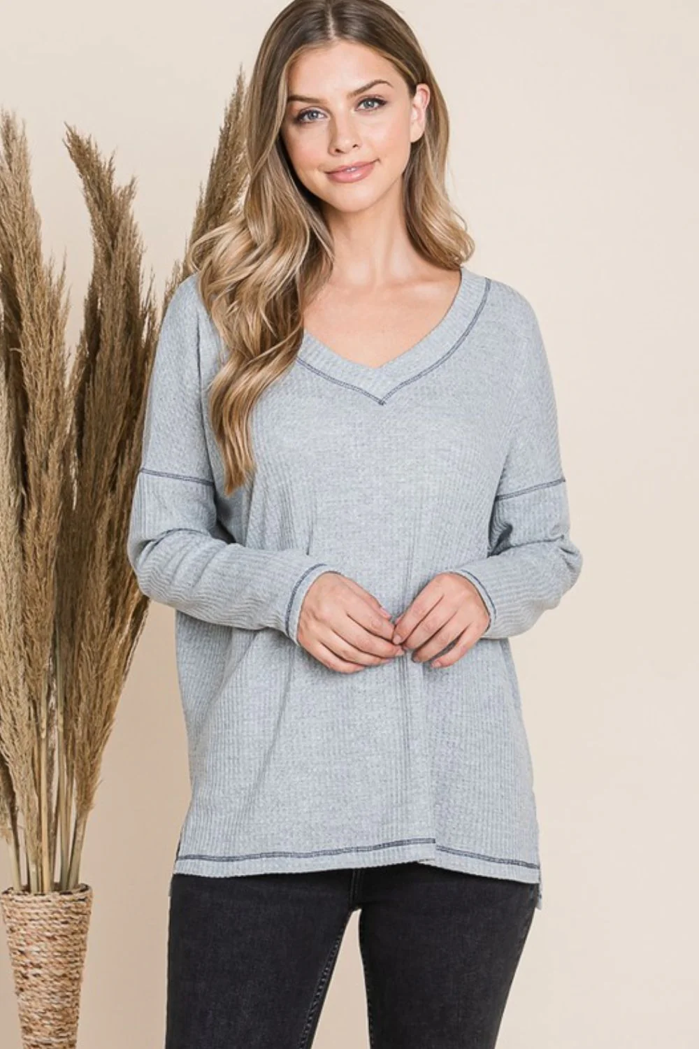 Reborn J V Neck Long Sleeve Top - Image 3