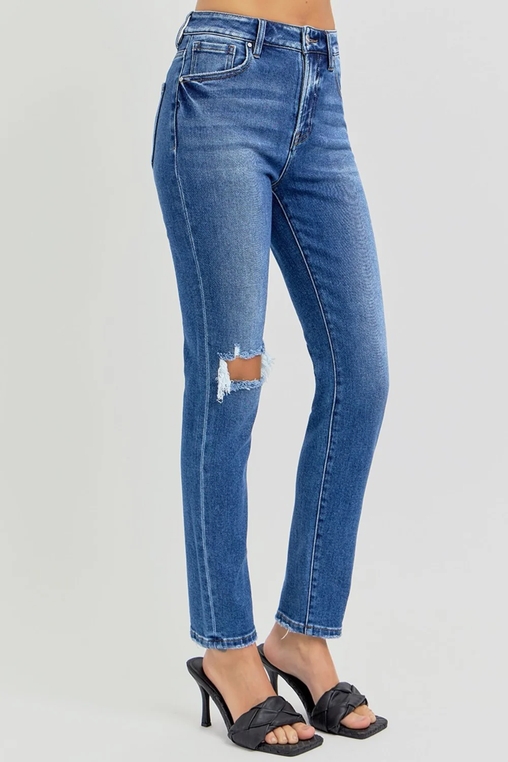 RISEN Full Size High Rise Ankle Skinny Knee Distressed Jeans - Image 3