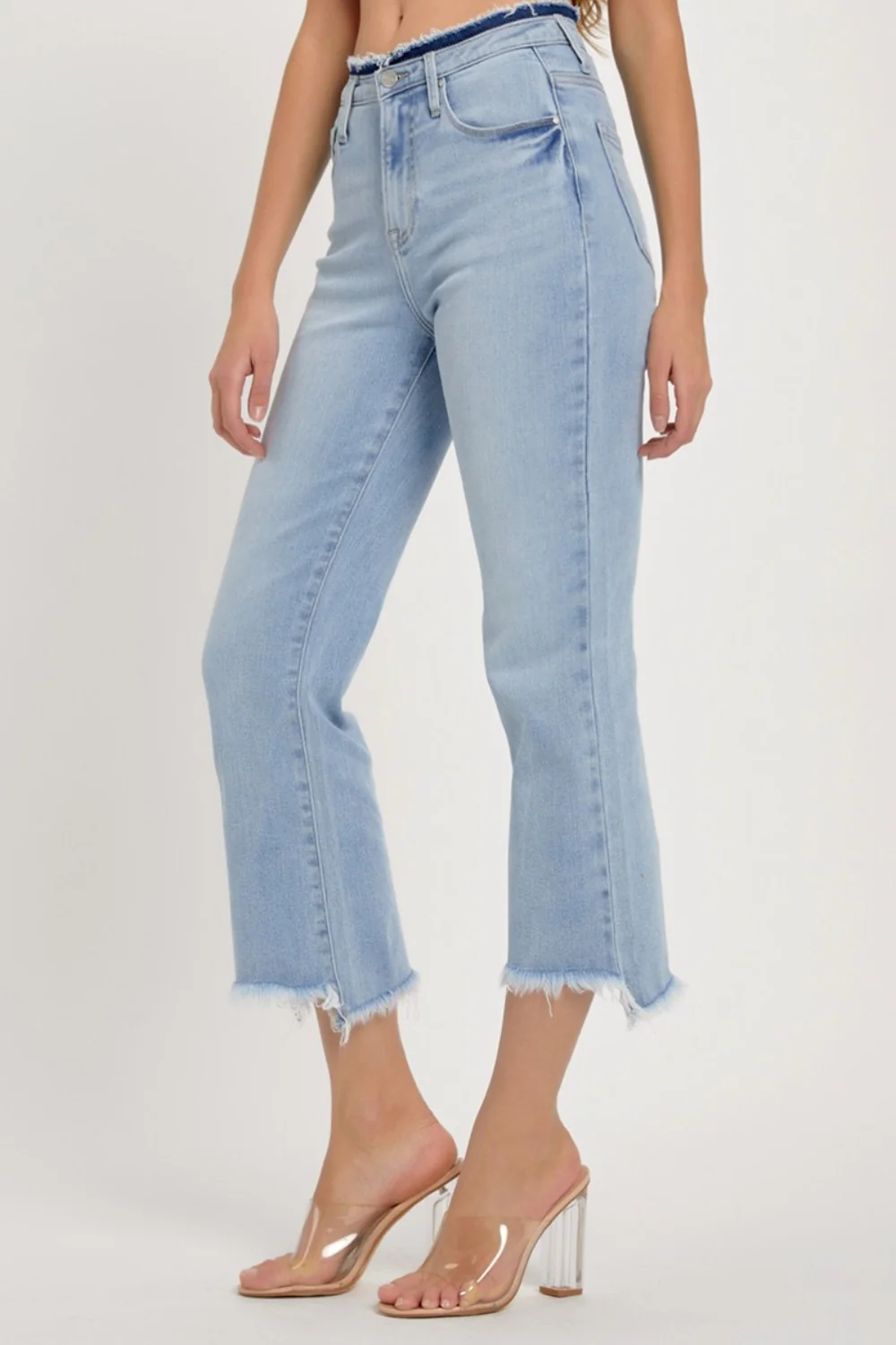 RISEN Full Size High Rise Raw Edge Crop Jeans - Image 3