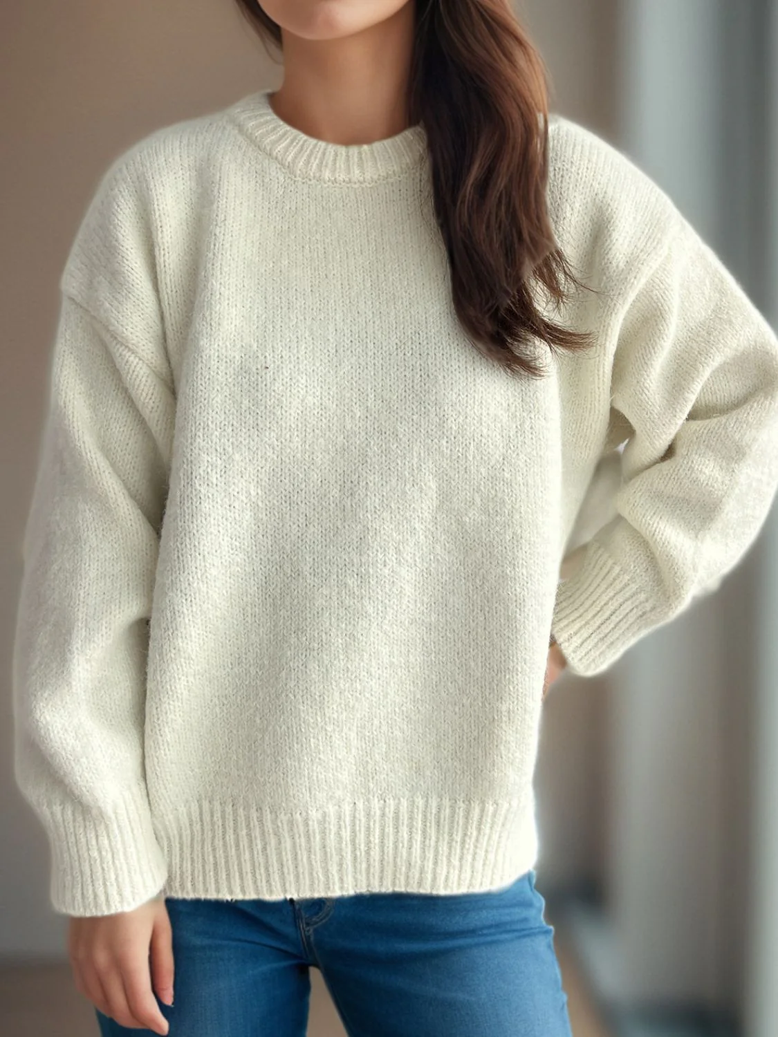 Round Neck Long Sleeve Sweater - Image 11